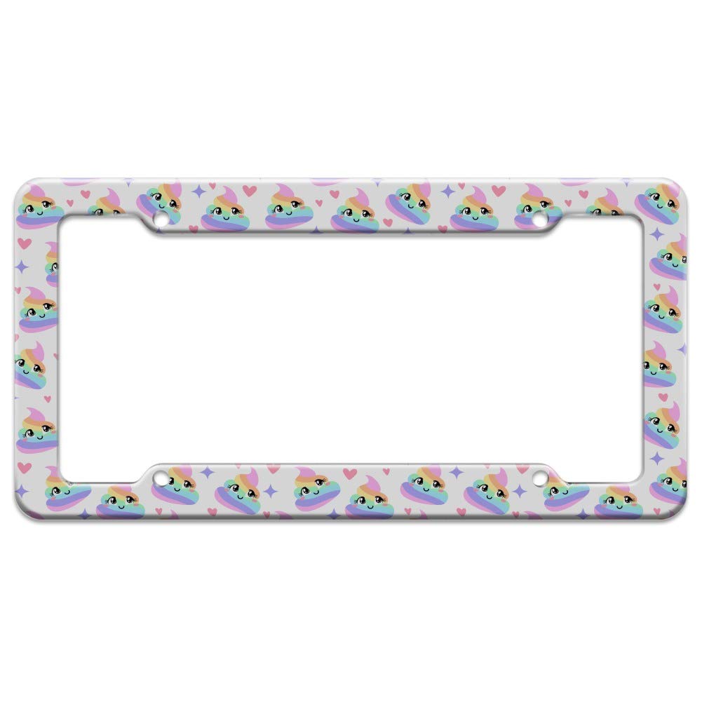Cute Rainbow Poop Pattern License Plate Tag Frame - Funny Novelty Car Accessory for Cars, Trucks & SUVs - Perfect for Gifts, Car Enthusiasts & Prank Lovers