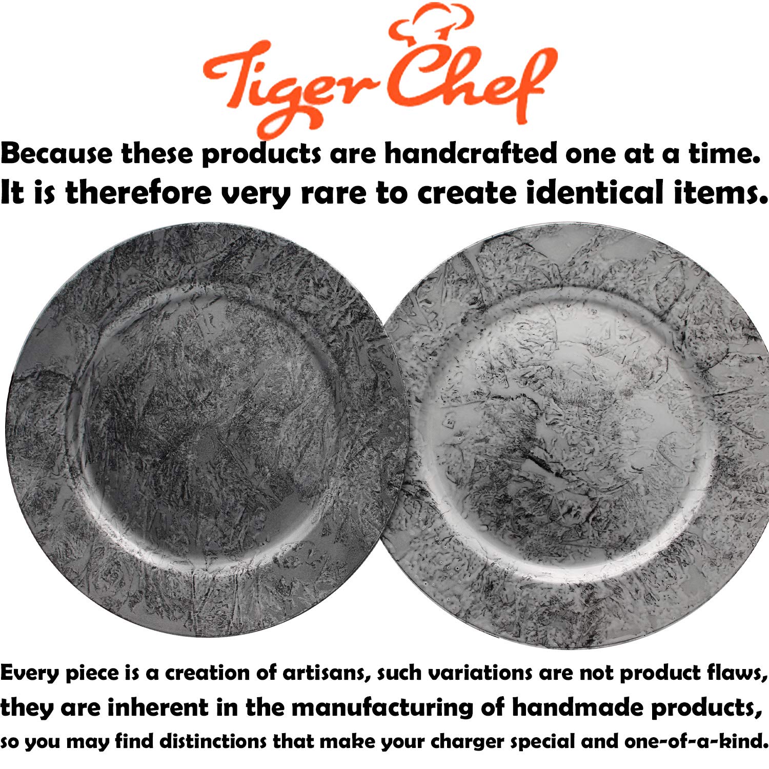 Tiger Chef 13-inch Marble Round Glossy Charger Plates - Grey Black Marbelized Design Melamine Dinner Plates - Elegant Placemats for Wedding, Party, Banquet & Holiday Dining - Set of 96 - Durable & Dishwasher Safe