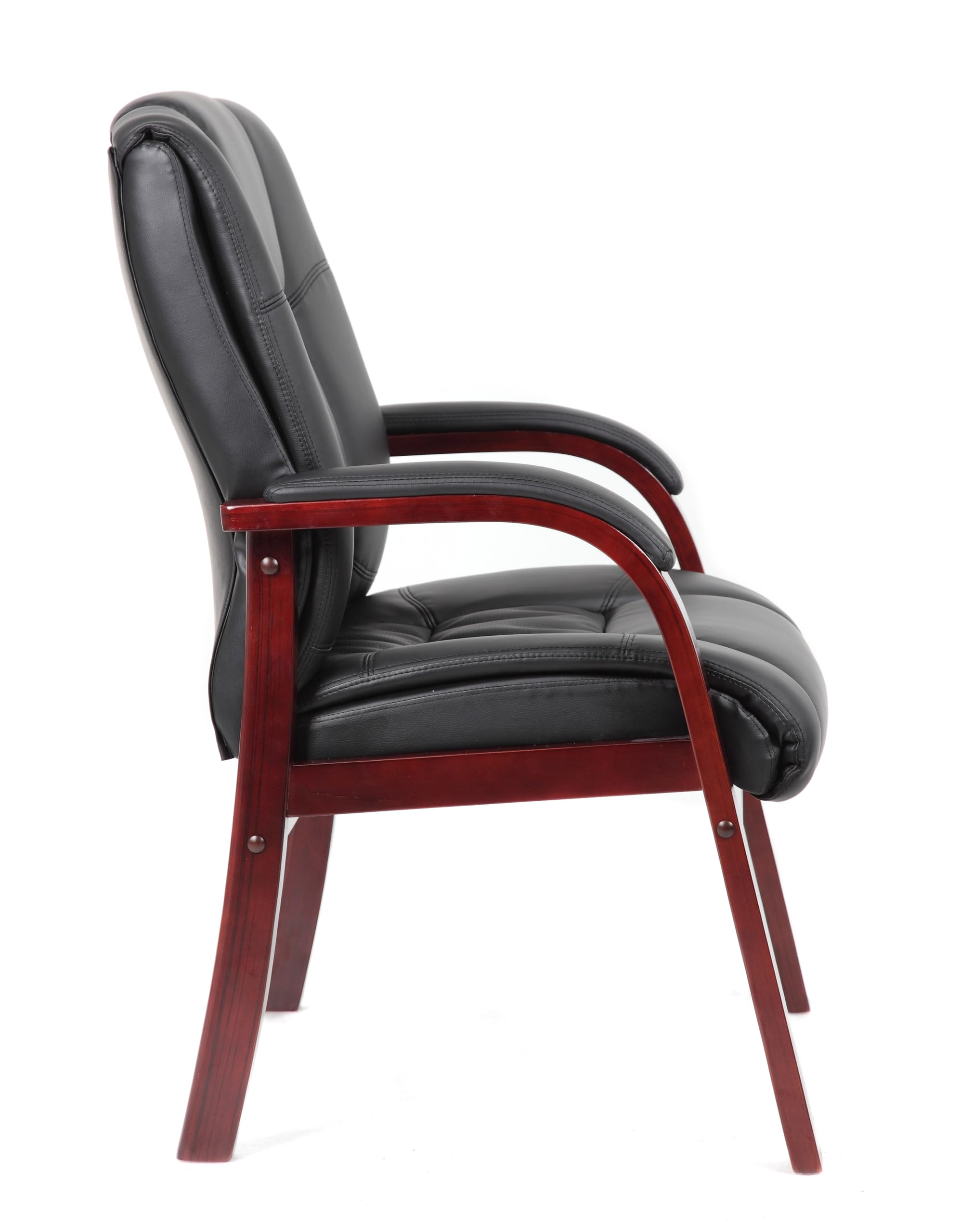 Boss Office Products Mid Back Wood Finished Guest Chair - Ergonomic Office Chair for Home & Business Use - Perfect for Conference Rooms, Waiting Areas & Guest Seating