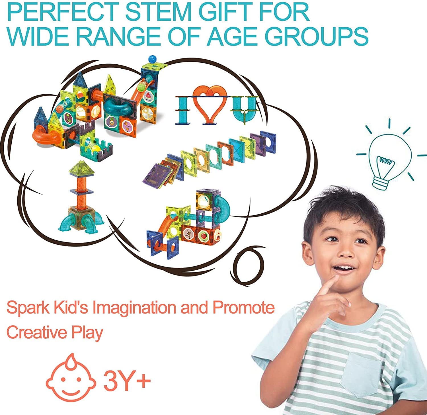 Magnetic Tiles Building Blocks for Kids - 110pcs STEM Learning Toys with Marble Run for Boys & Girls Ages 3-10 | Educational STEAM Construction Set | Perfect Christmas & Birthday Gift for Toddlers | Great for Classroom, Playroom & Home Learning Activities