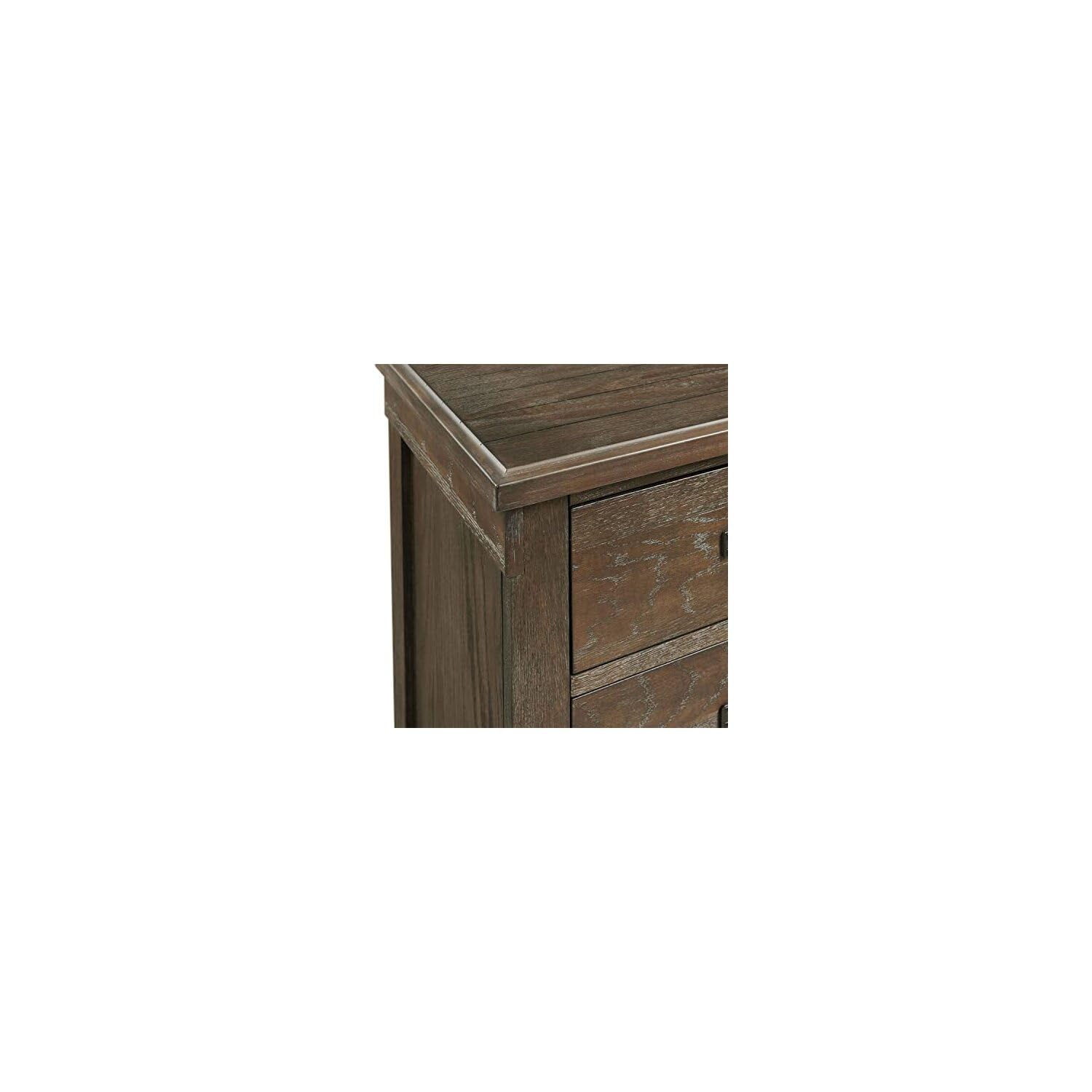 Picket House Furnishings Jack 2-Drawer Nightstand with USB Charging Ports - Distressed Walnut Finish Bedside Table for Bedroom, Living Room & Guest Room
