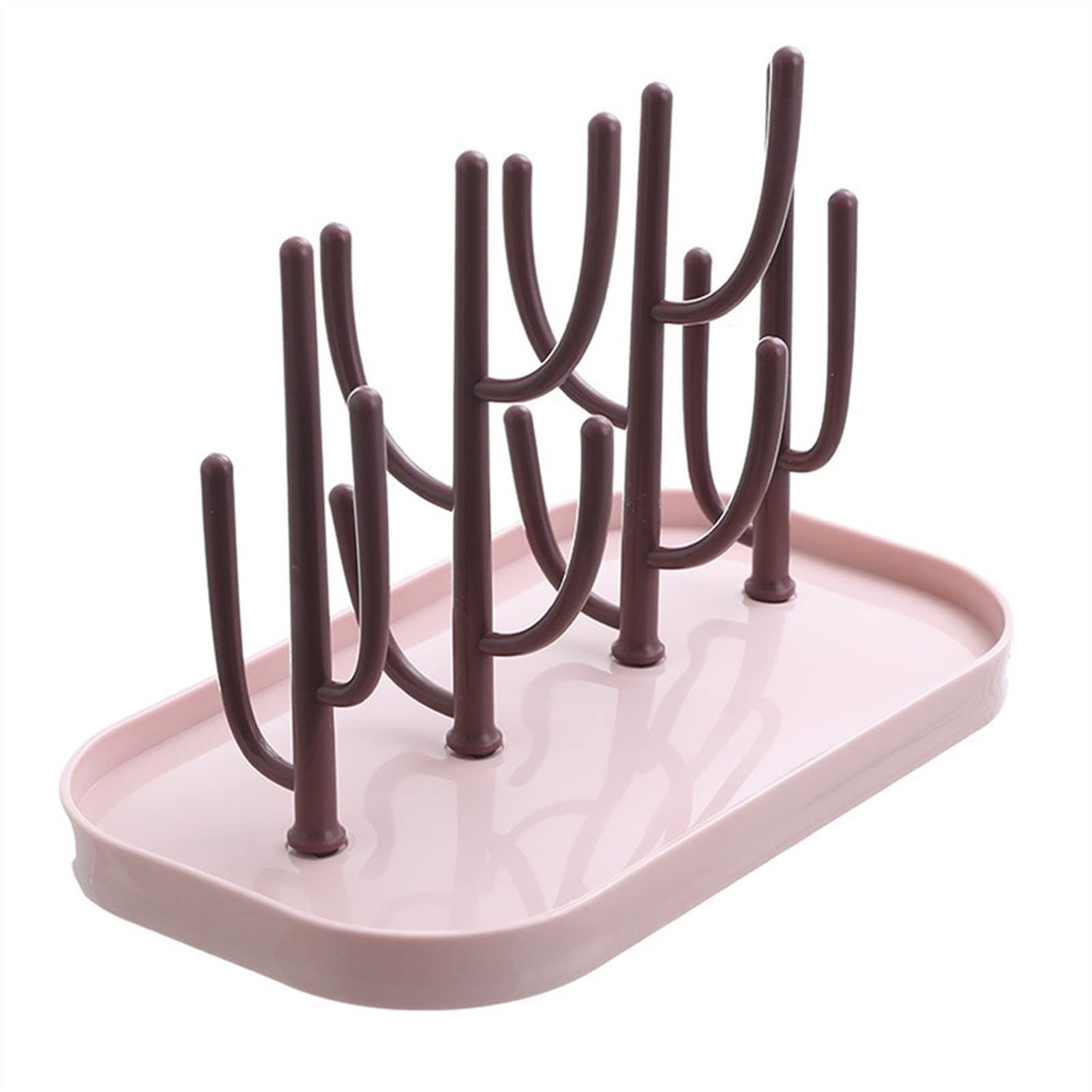 Detachable Baby Bottle Drying Rack - Cactus-Shaped Organizer for Milk Bottles, Sippy Cups & Water Bottles | Space-Saving Nursery Storage Solution (Pink) - Perfect for Baby Showers, Daycare Centers & Home Kitchens