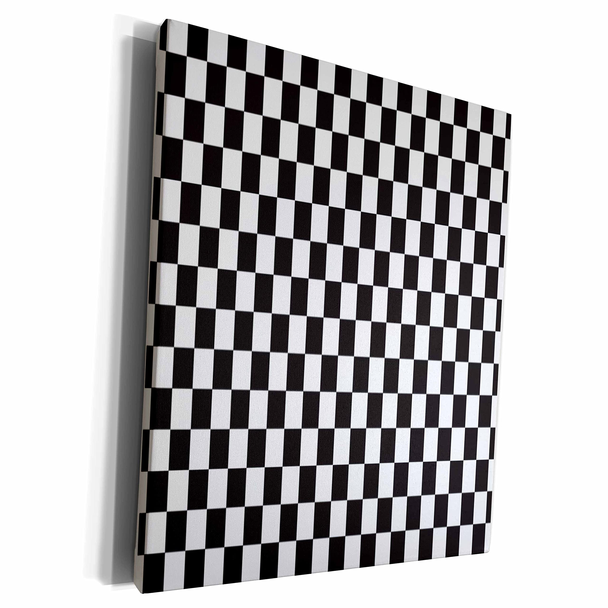 3D Rose Racing Sports Fan Checkered Flag Black & White Canvas Wall Art - Premium Museum Grade Canvas Wrap - Perfect for Man Cave, Game Room & Sports Bar Decor