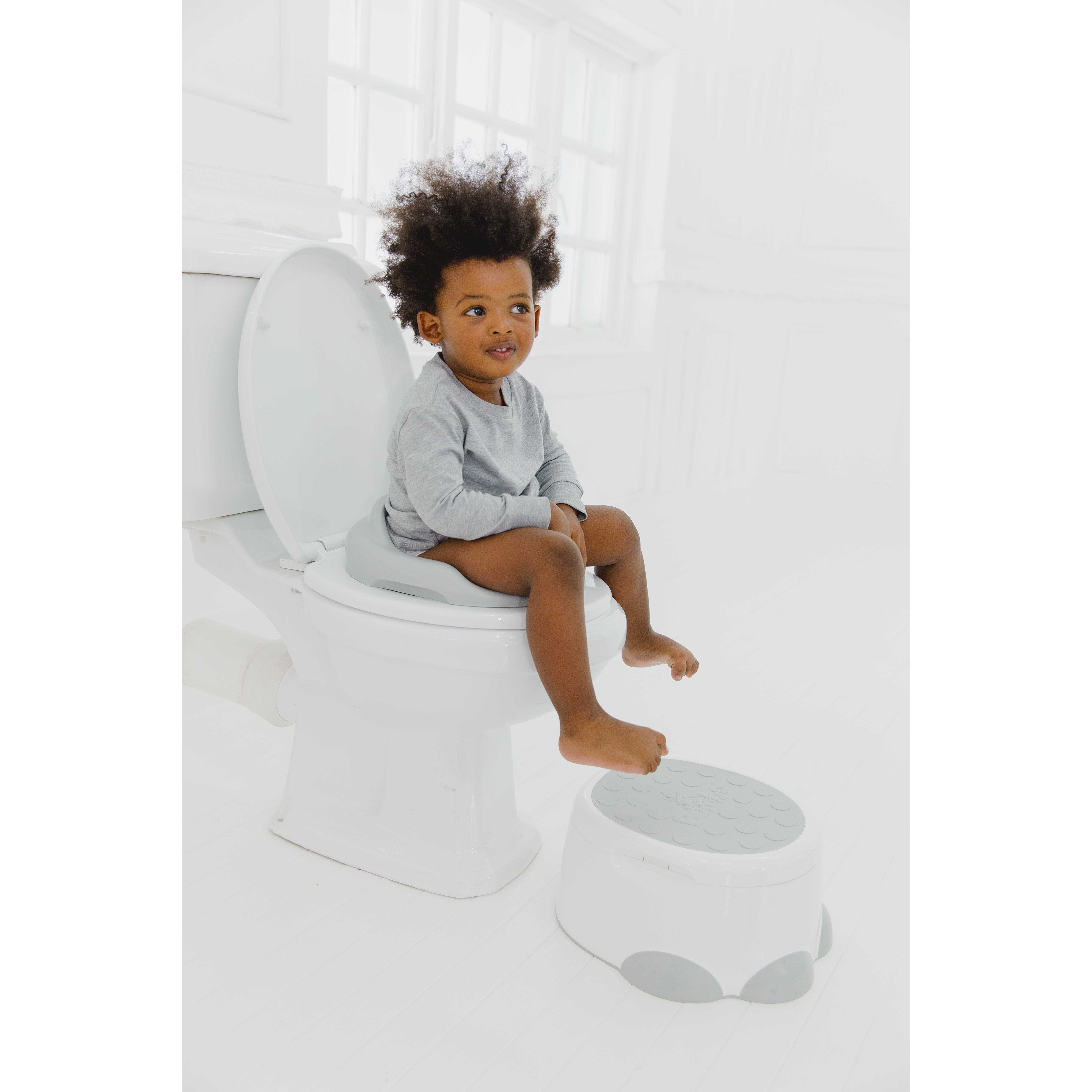 Bumbo Step 'n Potty Grey - Toddler Training Toilet Seat with Step Stool for Boys & Girls - Perfect for Bathroom Potty Training at Home