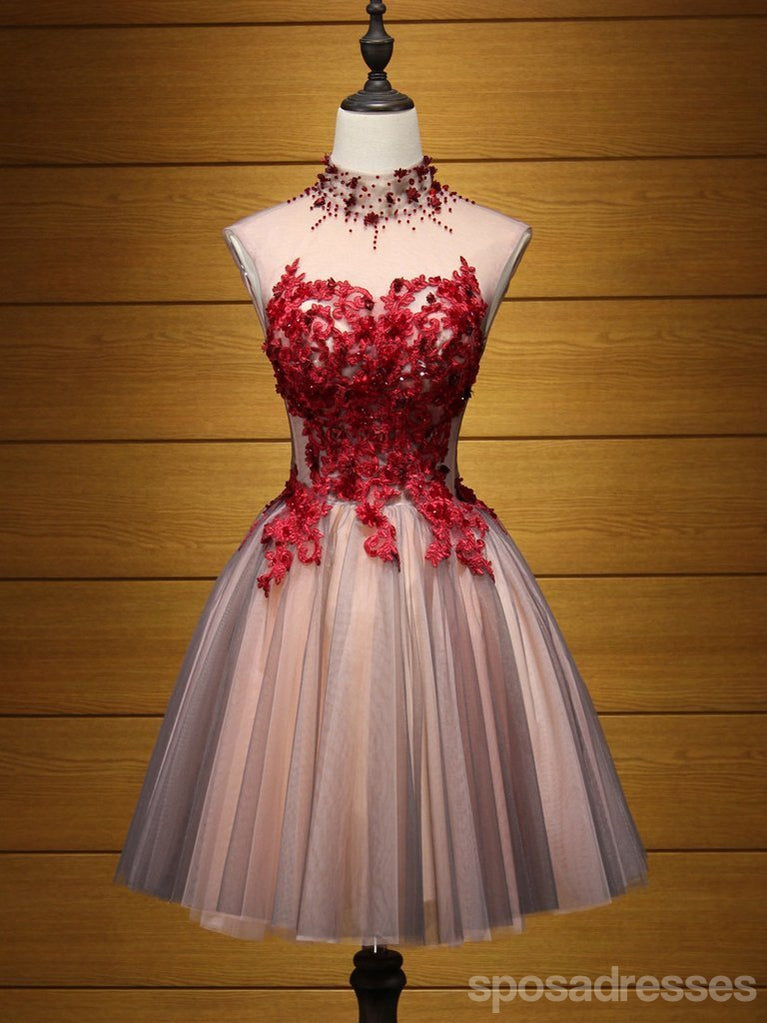 Elegant High Neck Open Back Lace Short Homecoming Dress - CM689 | Affordable Prom Dresses for Women | Perfect for Parties, Dances & Special Occasions