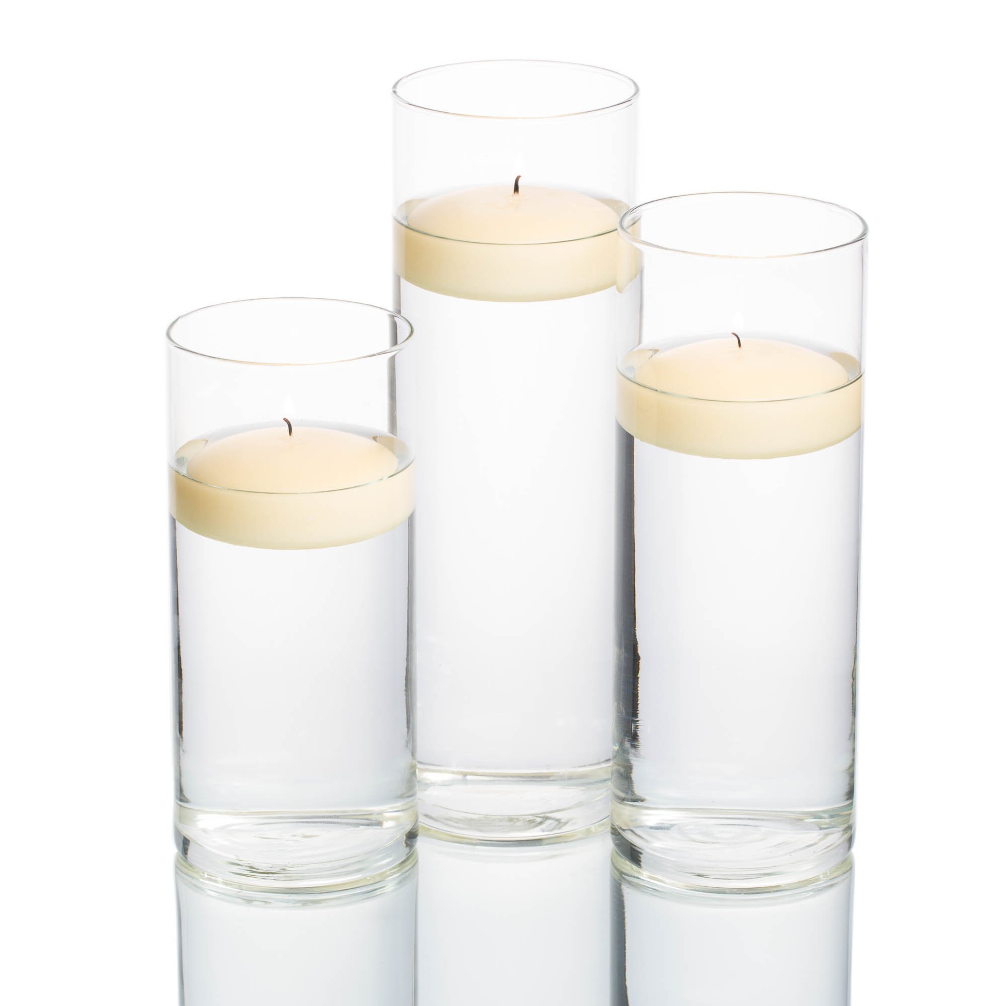 36 Eastland Glass Cylinder Vases with 3