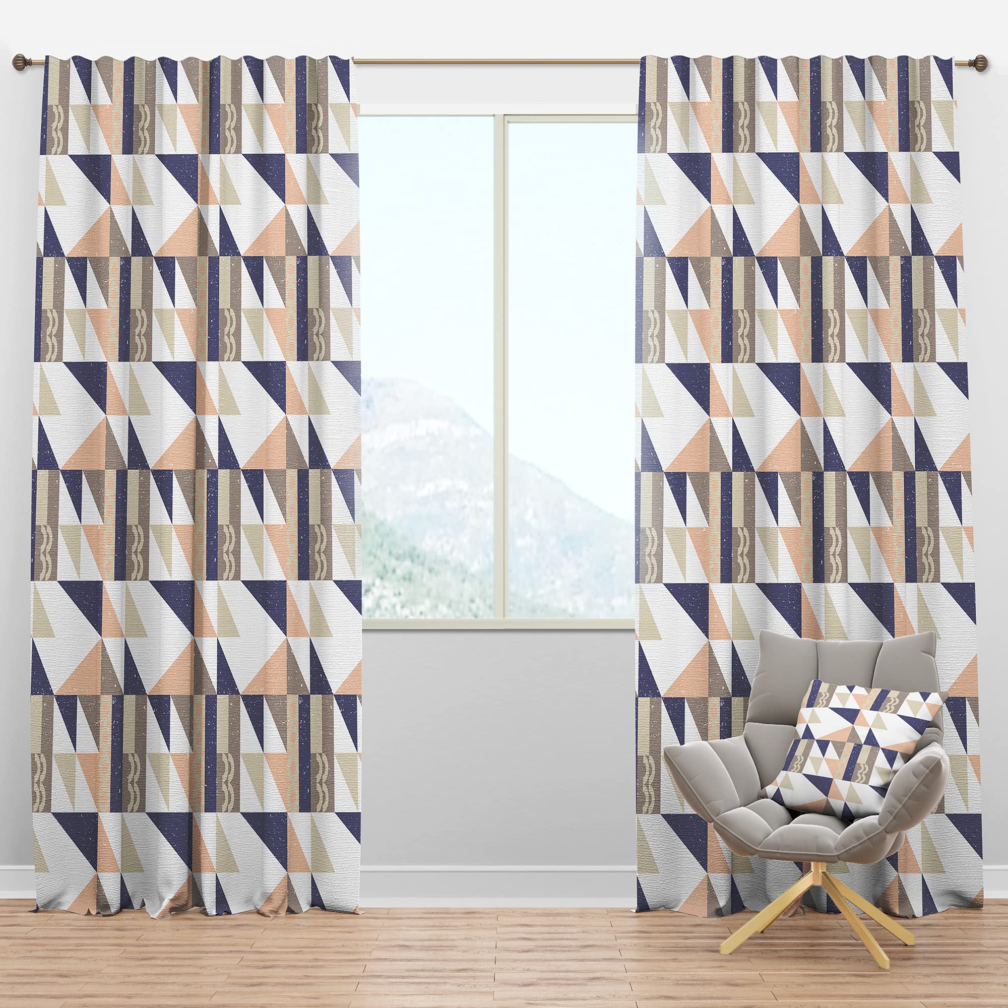 DesignQ Blackout Curtains - Retro Geometric Thermal Insulated Drapes for Bedroom & Living Room (52x63, Single Panel) - Perfect for Home Decor, Light Blocking & Energy Saving