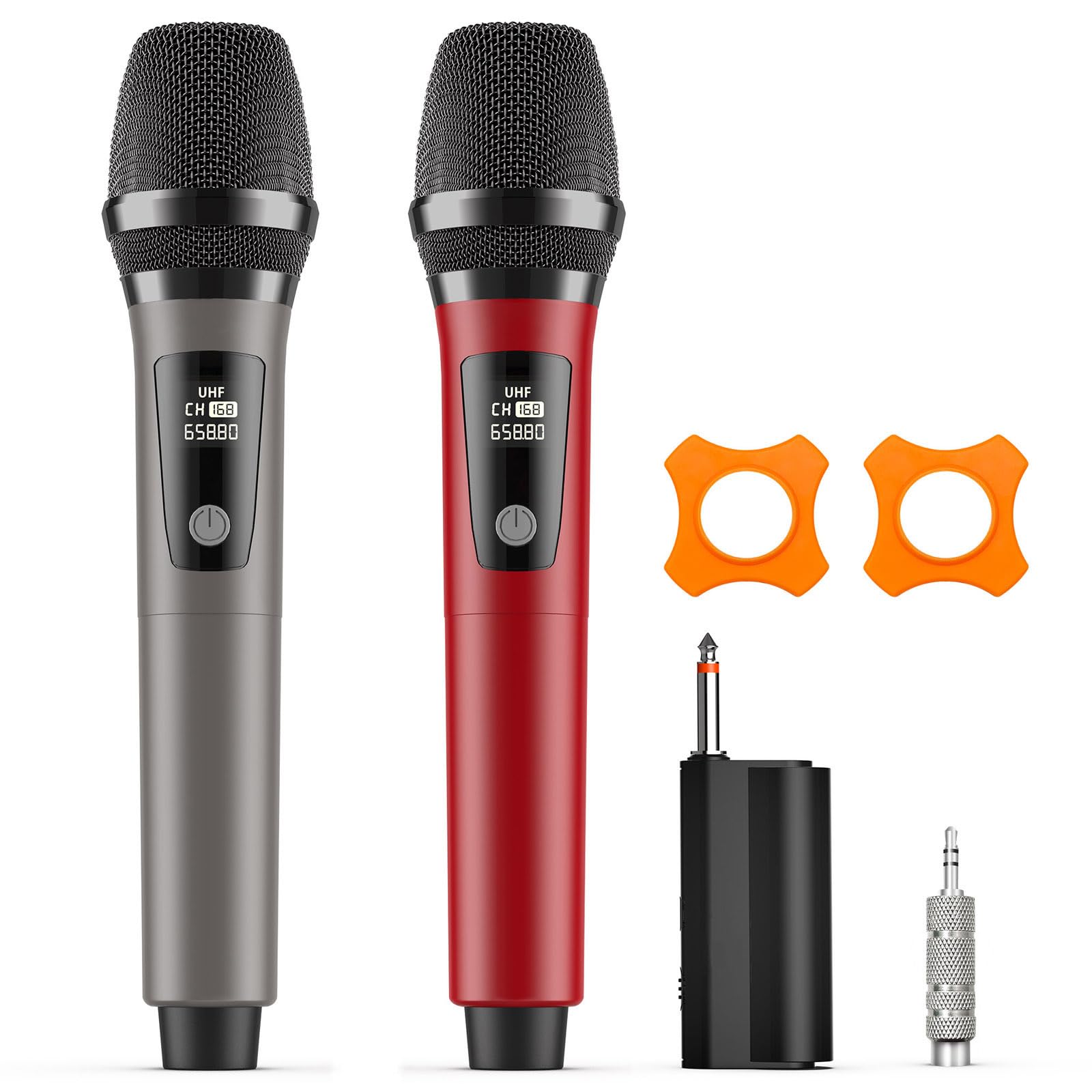 Professional Wireless Microphone System - Dual Dynamic Karaoke Mics with Rechargeable Receiver for Home Party, Wedding, Church, Speech & PA System | Perfect for Live Performances, Events & Public Speaking