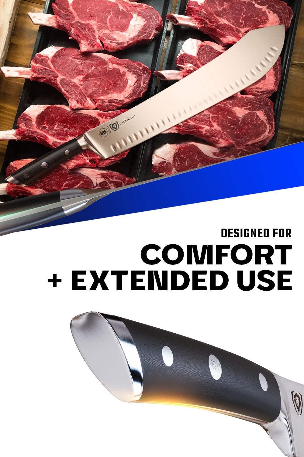 Dalstrong Gladiator Series 14-Inch Extra Long Bull Nose Butcher Knife - Professional Meat Cleaver for Butchers & Chefs - Perfect for Slicing, Chopping & Processing Large Cuts of Meat