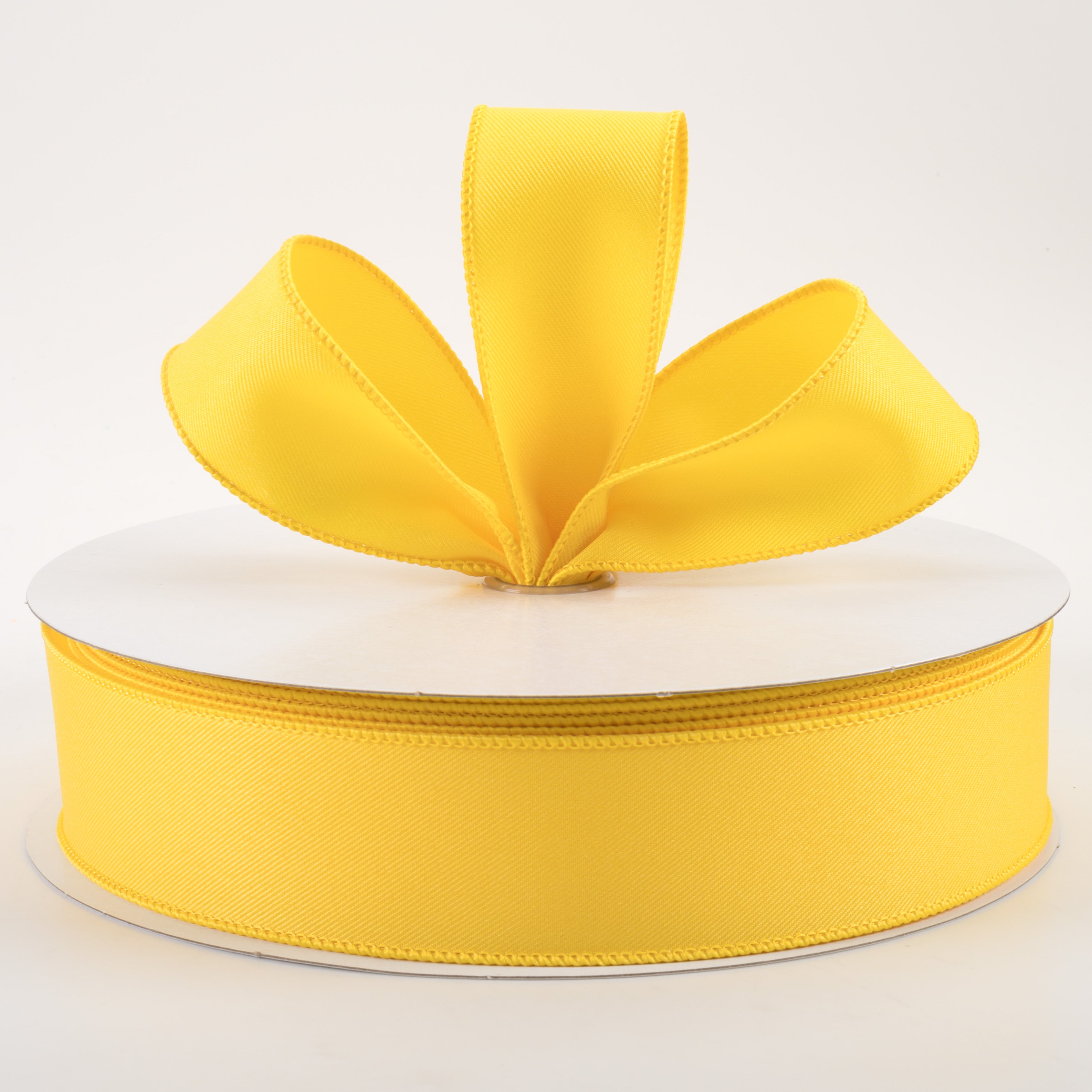 1.5 Inch Diagonal Weave Fabric Ribbon - 50 Yards Bulk Spool Yellow Decorative Ribbon for Gift Wrapping, Crafts, DIY Projects, Hair Bows, Party Decorations