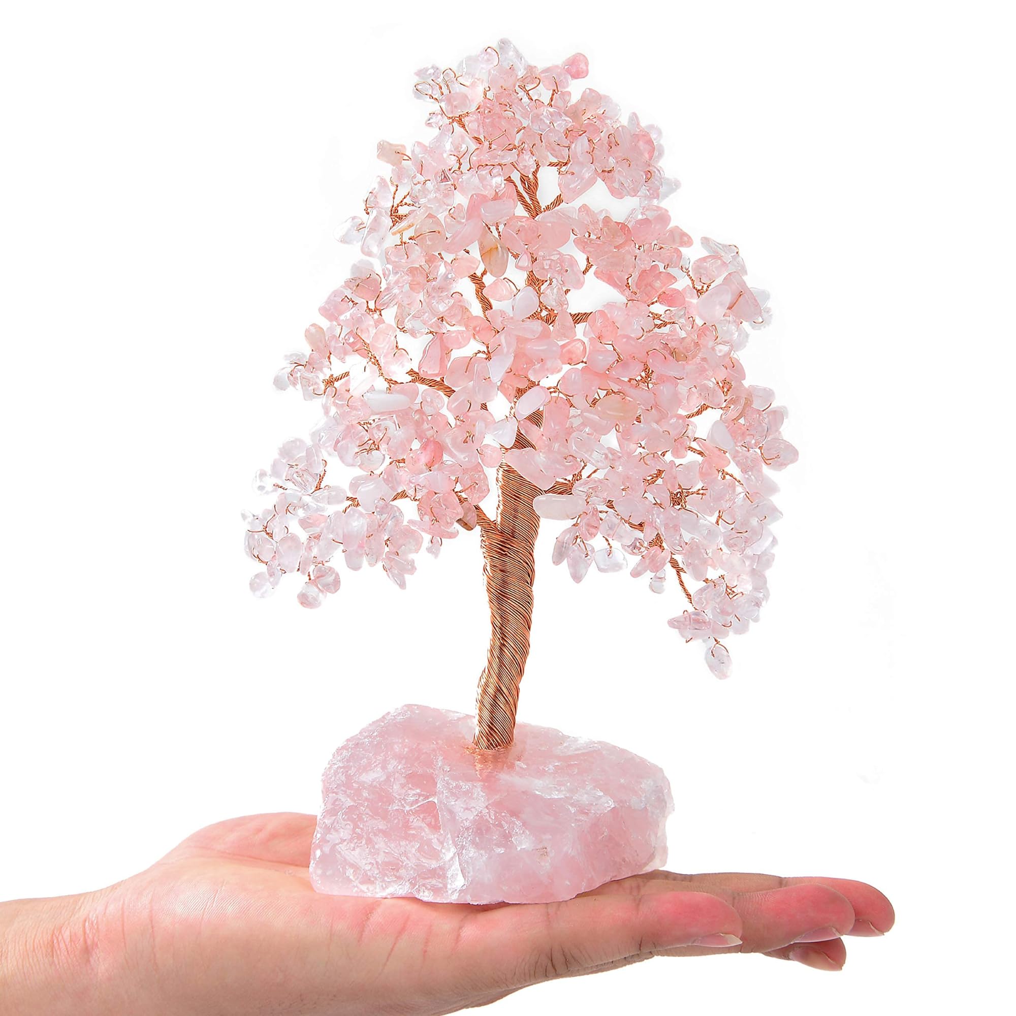 Premium Natural Rose Quartz Chakra Crystal Tree (414 Gemstones) with Healing Properties - Feng Shui Money Bonsai for Love, Self-Care & Positive Energy - Perfect for Home Decor, Meditation & Spiritual Gifts