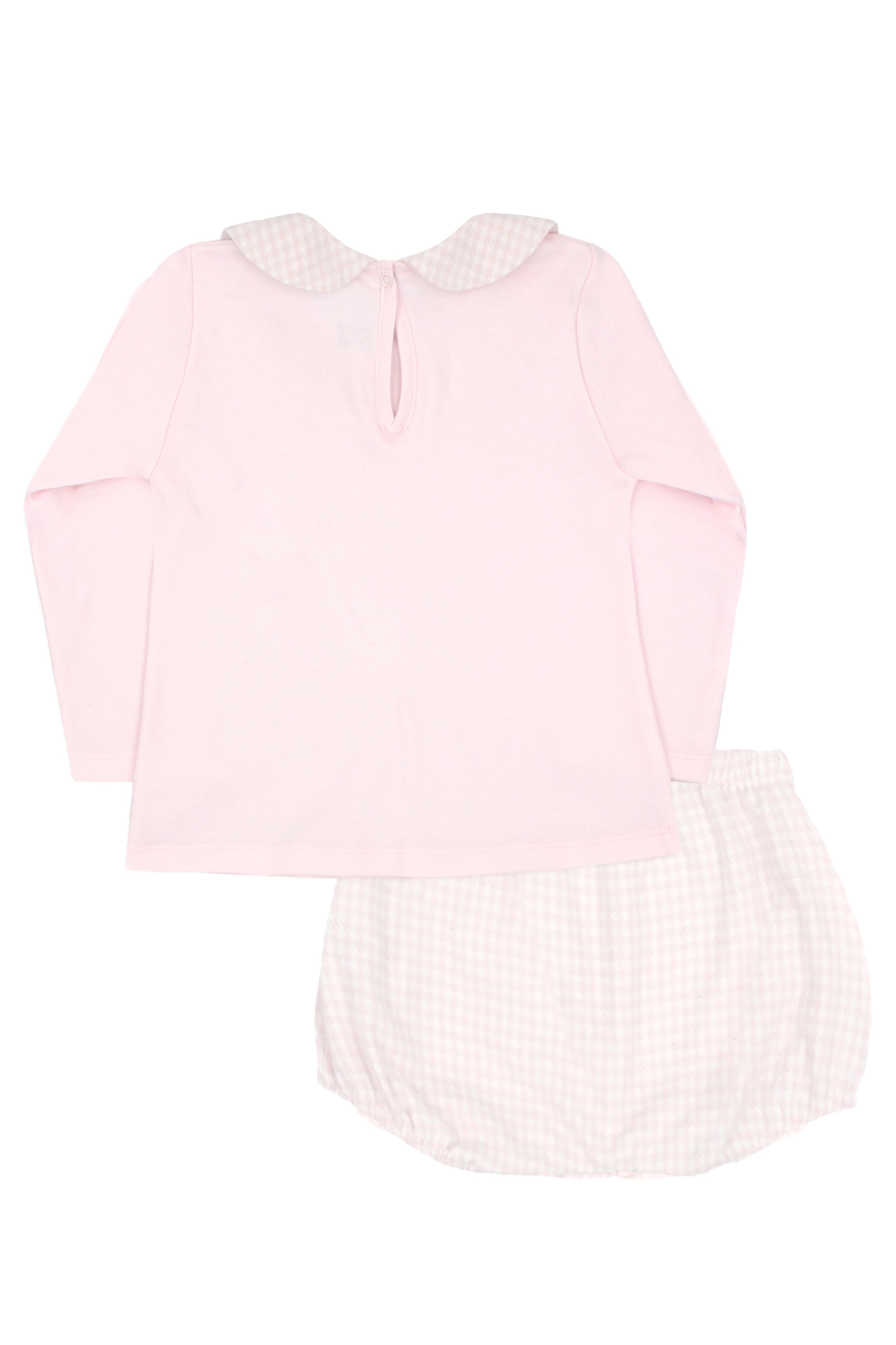 Adalira Women's Pink Houndstooth Print Blouse & Shorts Set - Vintage Style Outfit for Casual Wear, Date Night & Photoshoots