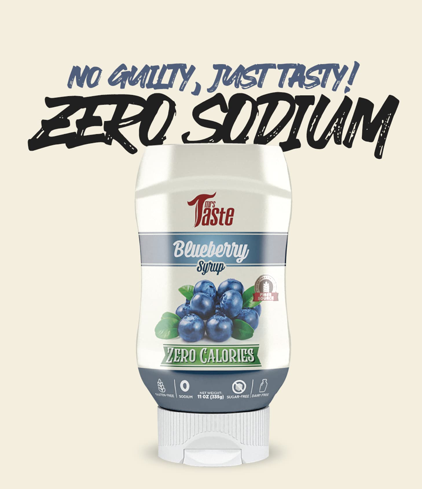 Sugar Free Blueberry Syrup - Zero Calorie, No Sugar Added, Keto & Paleo Friendly, High Fiber, Low Sodium - Healthy Pancake Topping & Dessert Sauce (11oz) - Perfect for Waffles, Yogurt & Ice Cream