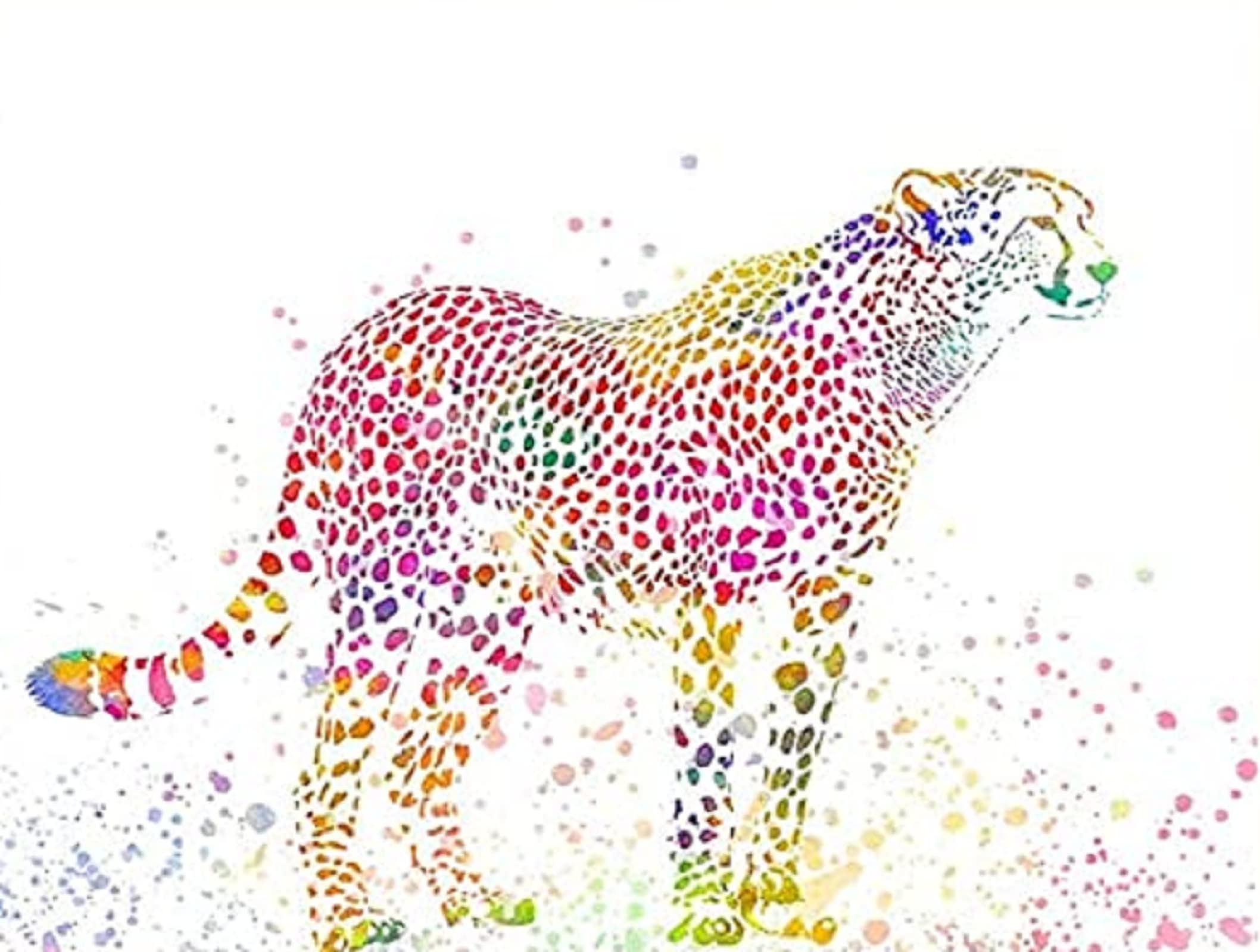 Cheetah Watercolor Canvas Wall Art - Modern Colorful Painting for Bedroom, Nursery, Living Room & Bathroom Decor - 80x120cm (32x47in) Unframed - Perfect for Home, Office & Gift Giving
