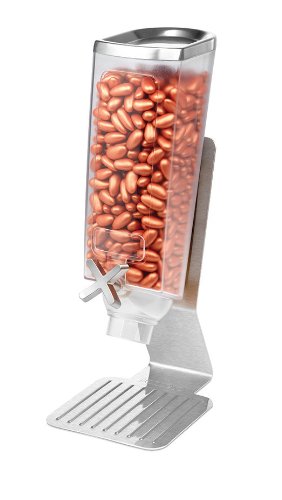 Rosseto EZ513 1-Gallon Single Container Snack Dispenser with Stainless Steel Stand - Perfect for Kitchens, Offices, and Cafeterias - Easy-to-Use Bulk Food Storage Solution