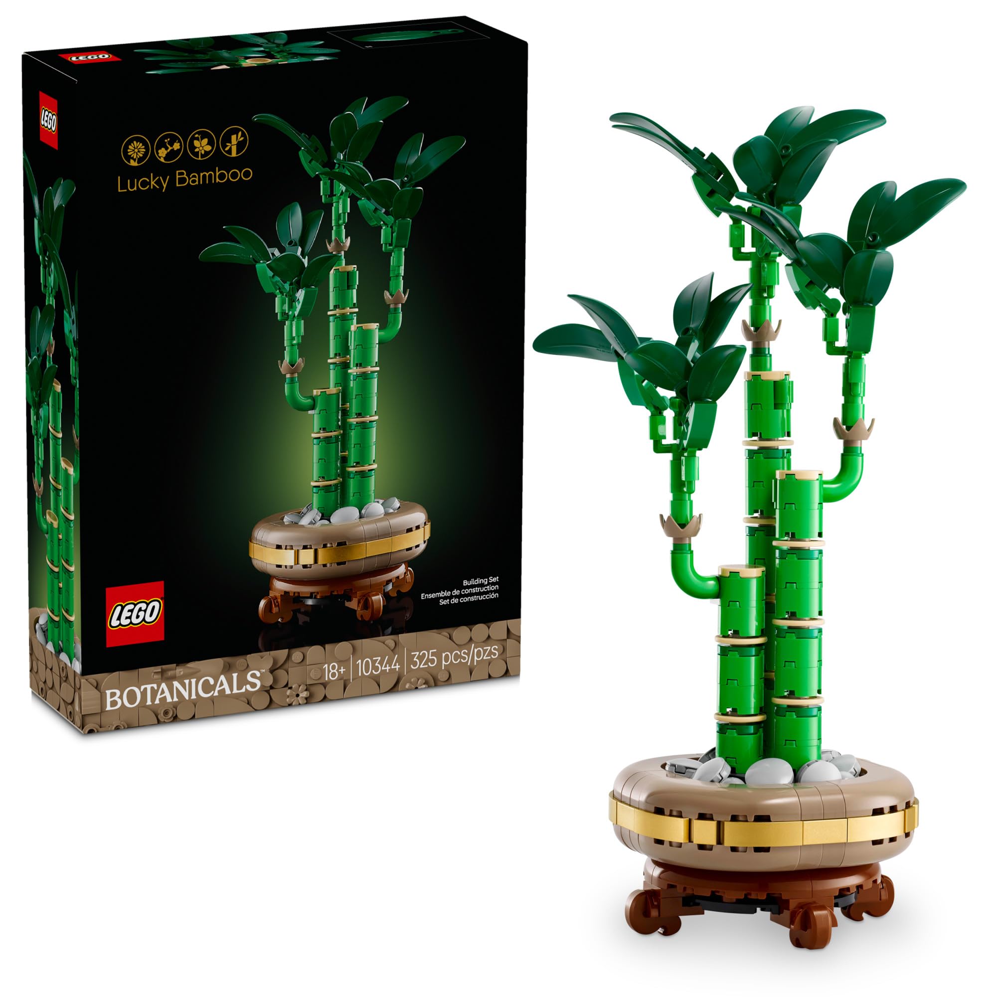 LEGO Botanicals Lucky Bamboo Building Kit - Creative DIY Artificial Plant for Home & Office Decor - Adult Building Toy (18+) - Perfect Desk Plant for Table, Workspace, Living Room - Unique Gift for Mother's Day, Birthday, Housewarming - 10344 - Relaxing Zen Decor & Stress Relief Activity