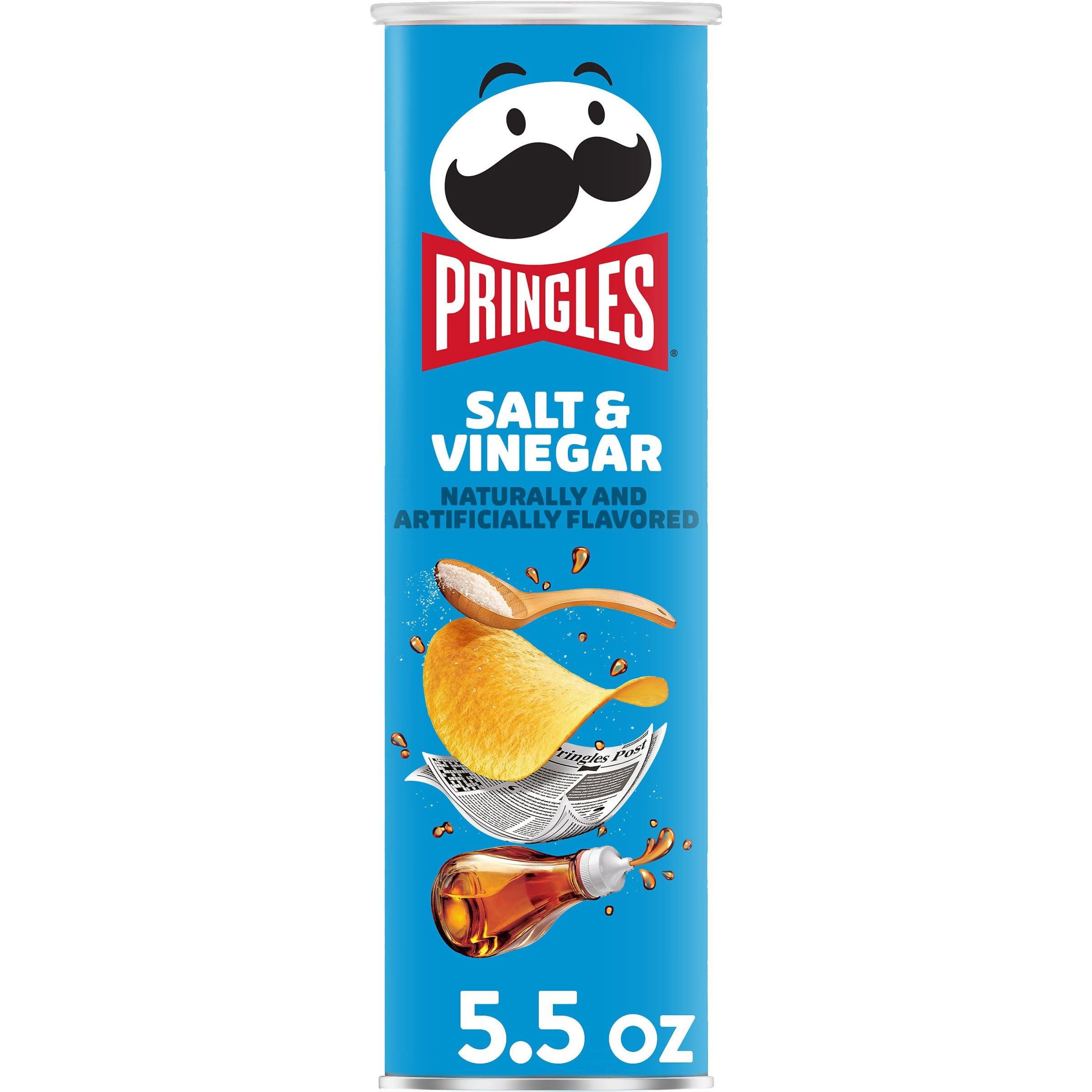 Pringles Salt and Vinegar Potato Crisps Chips - 5.5oz Can (Pack of 1) - Crunchy Lunch Snacks, On-The-Go Treats for Work, School & Travel