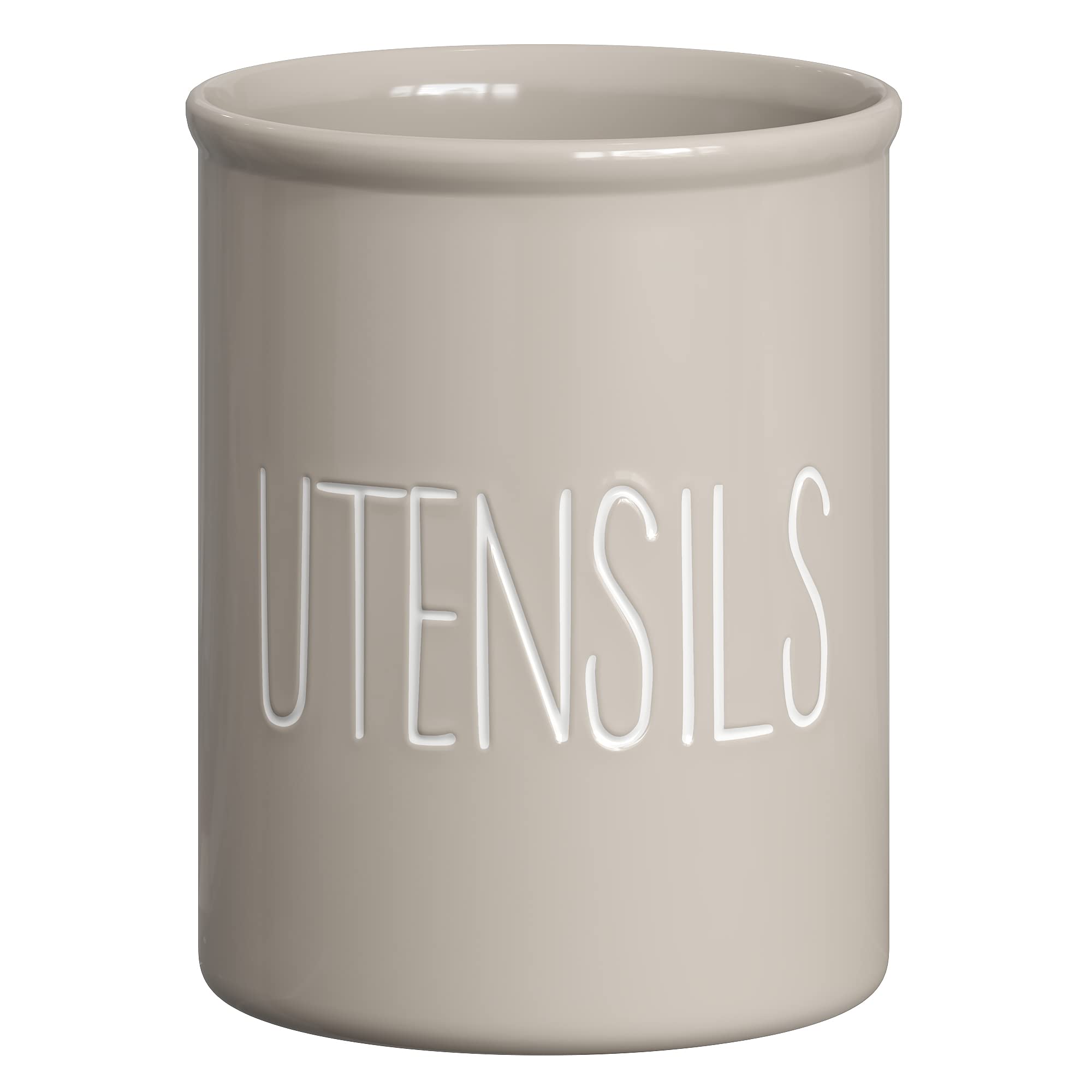 Farmhouse Ceramic Utensil Holder for Kitchen Countertop - Large 7