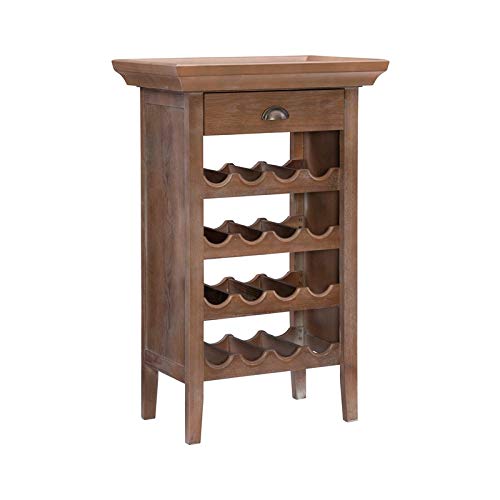 Pemberly Row Transitional Brown Wood Wine Cabinet - Stylish Home Bar Storage for Dining Room, Kitchen, or Living Room