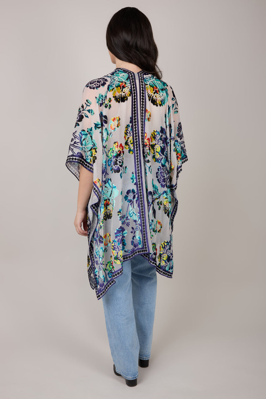Floral Sheer Velvet Ruana Wrap Shawl - Lightweight Elegant Cover Up for Women - Perfect for Weddings, Parties & Evening Events