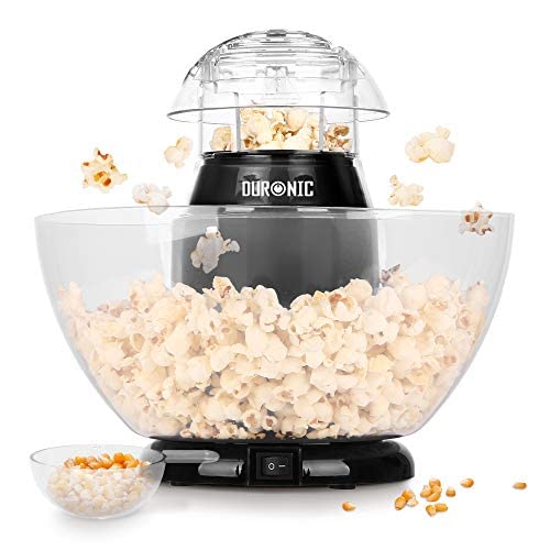Duronic POP50/BK Hot Air Popcorn Maker - Healthy Oil-Free & Low Calorie Snack Machine with Measuring Cup & Serving Bowl (1200W, Black) - Perfect for Movie Nights, Parties & Healthy Home Snacking