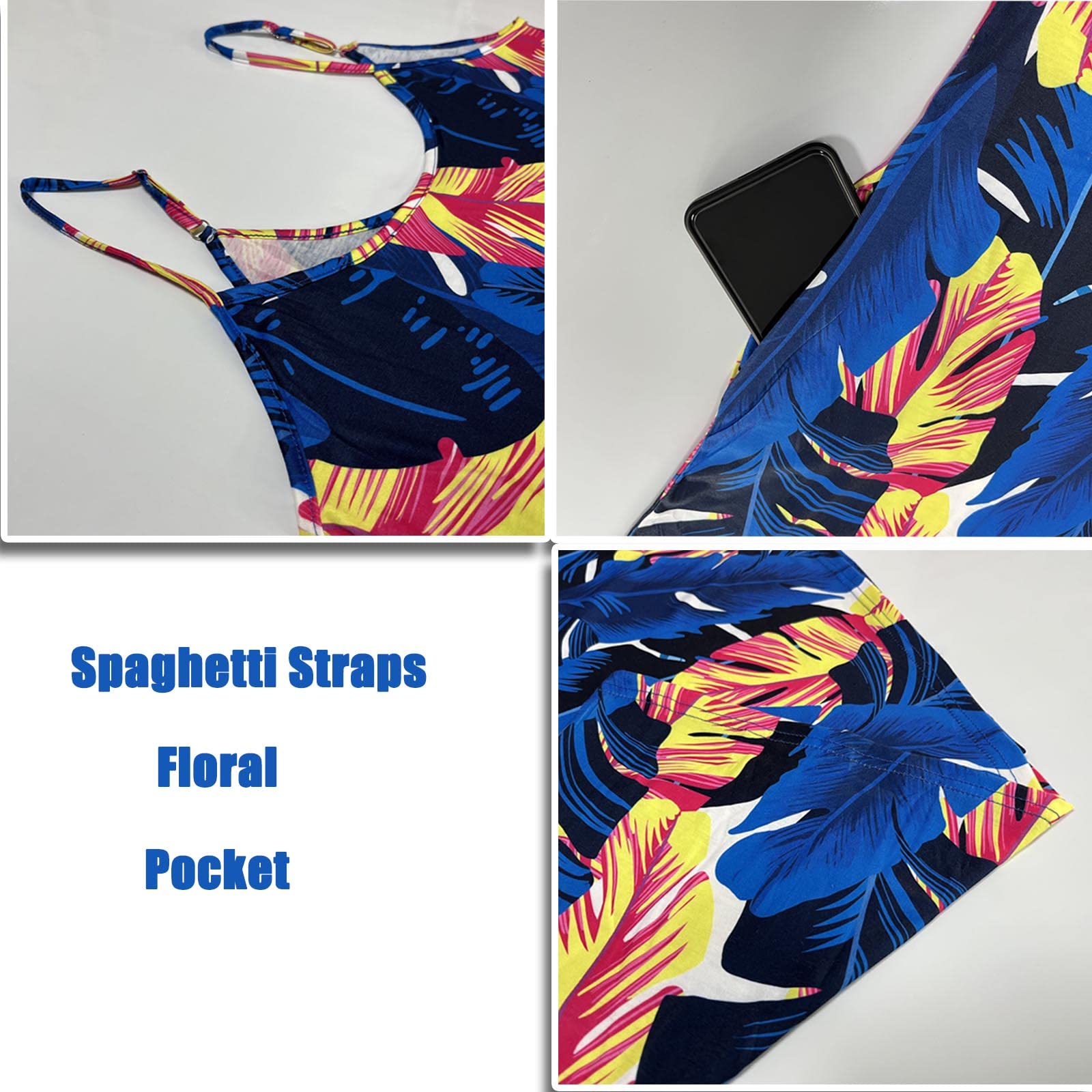 BOGURST Women's Summer Maxi Dress - Sleeveless Spaghetti Strap Loose Fit Plus Size Casual Dress for Beach, Vacation & Outdoor Wear