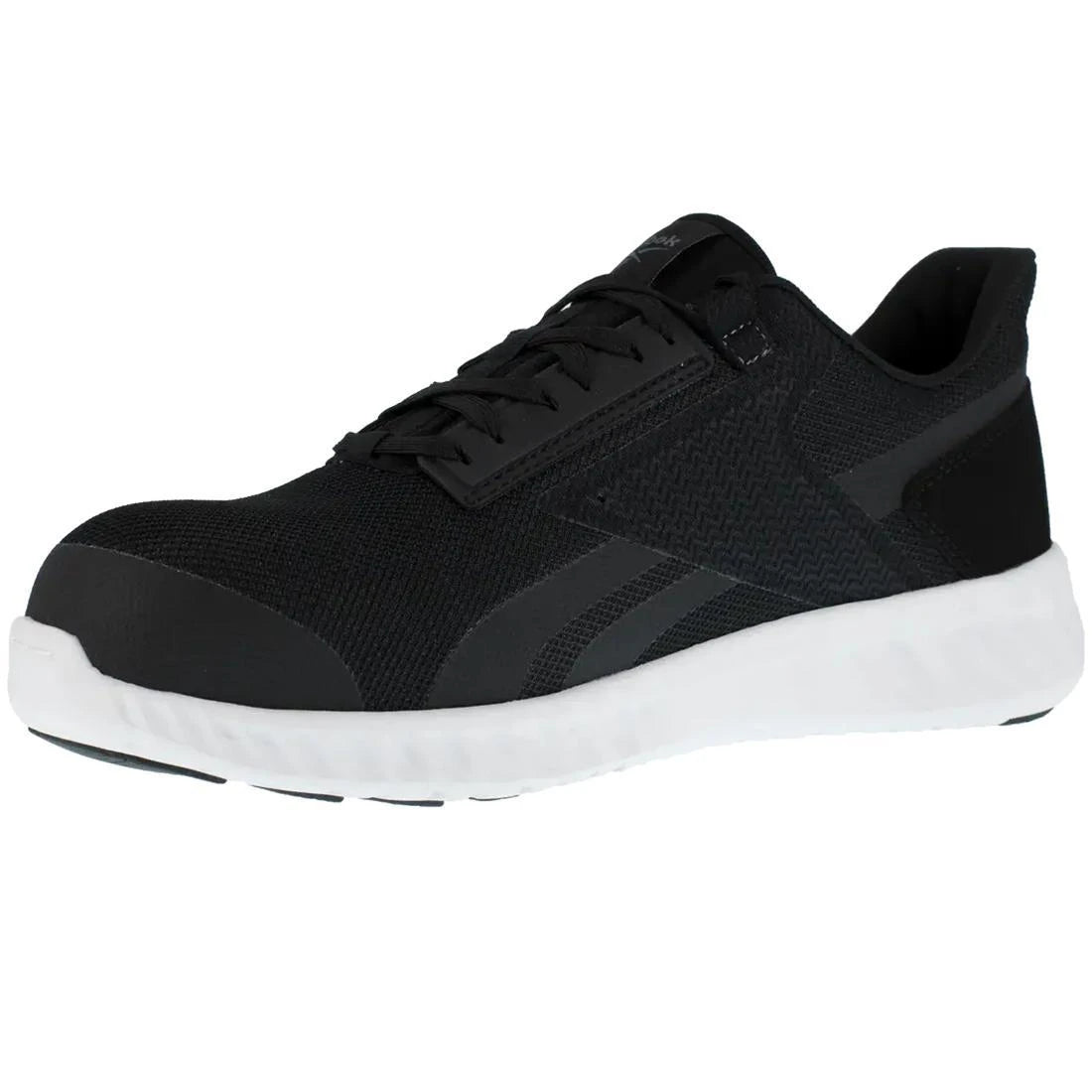 Sublite Legend Composite Toe Athletic Work Shoes for Men - Lightweight Safety Shoes with Slip Resistance, Black/White - Perfect for Construction, Warehouse & Industrial Work