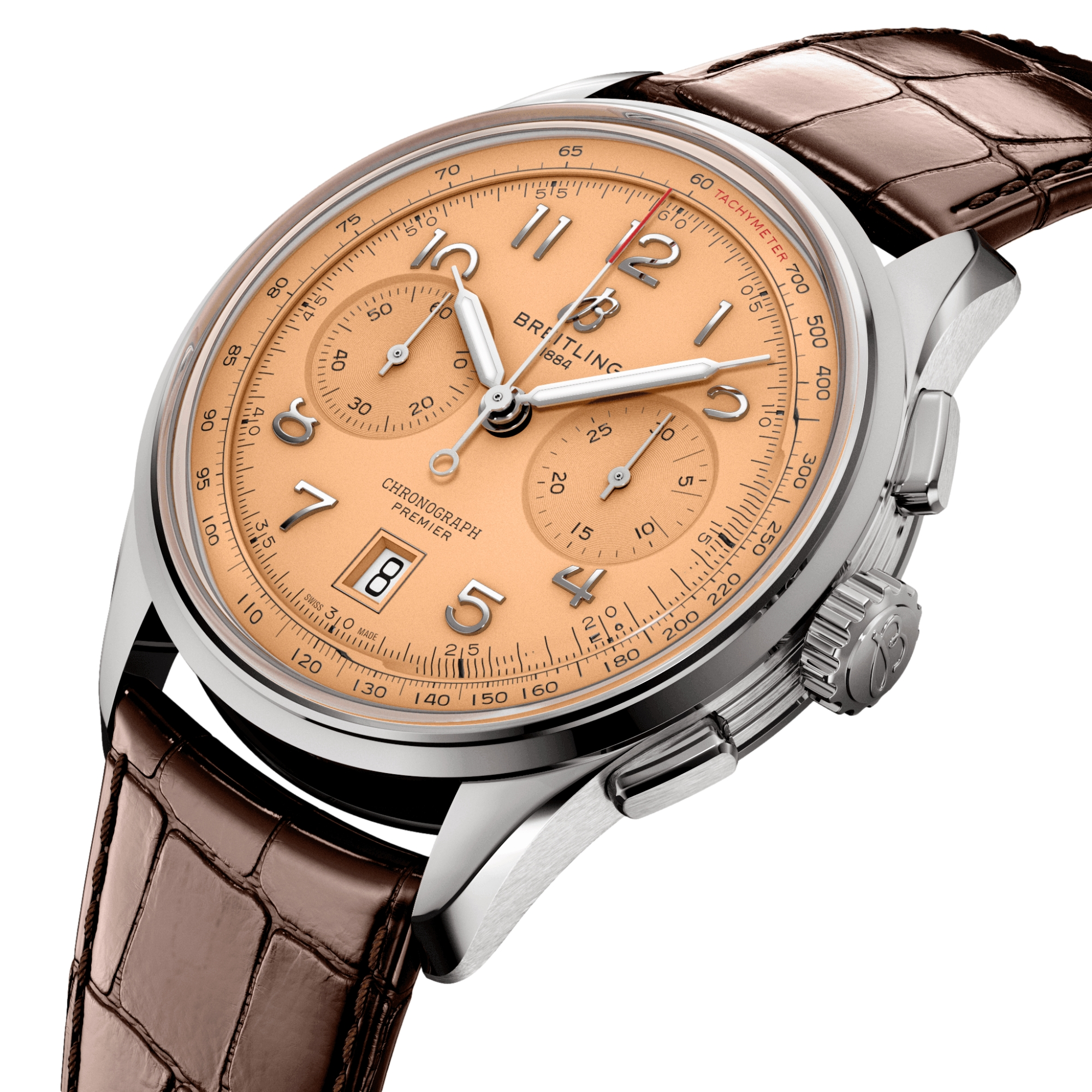 Premier B01 Chronograph 42mm Copper Watch with Genuine Leather Strap - Perfect for Business Meetings & Formal Occasions