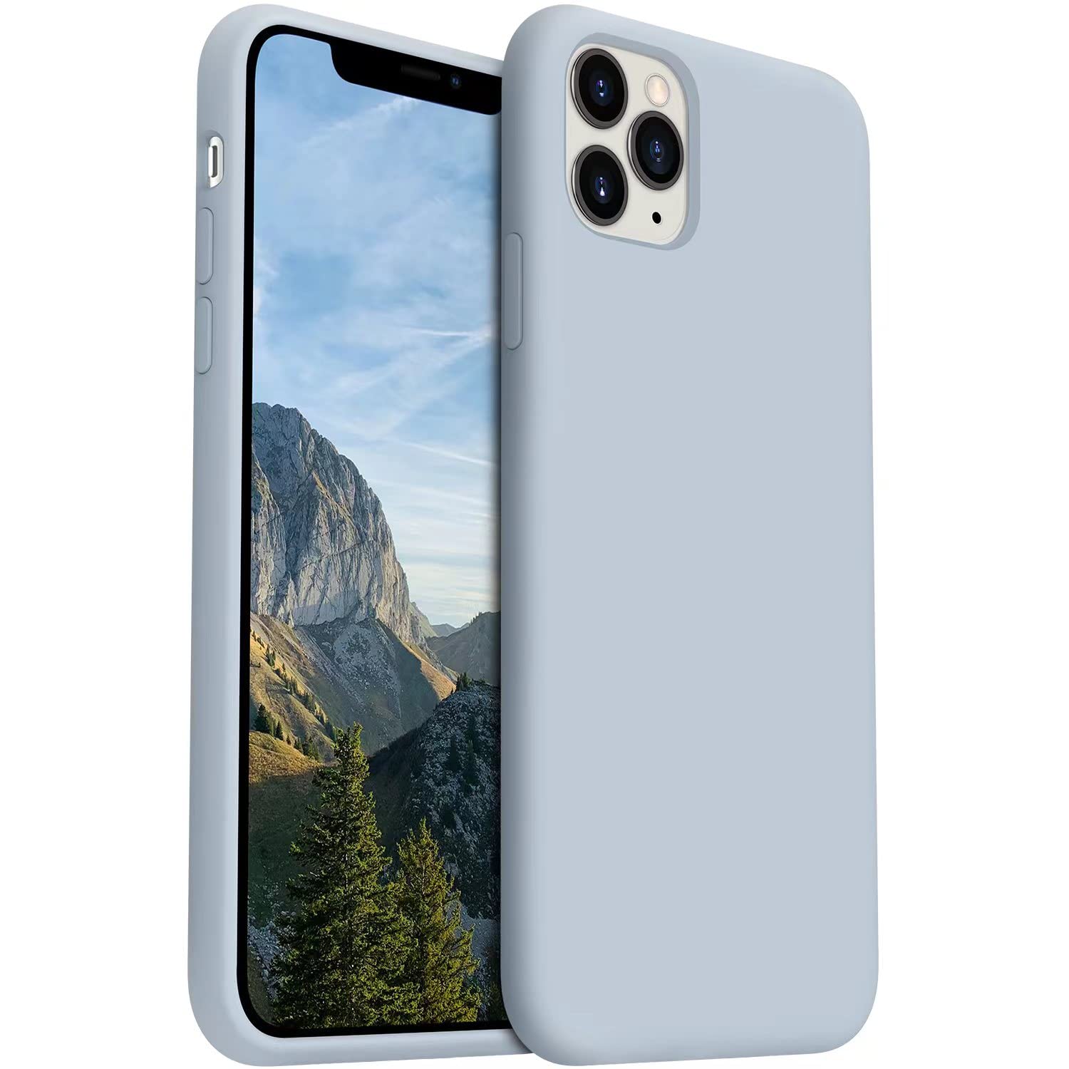 AOTESIER Liquid Silicone Case for iPhone 11 Pro Max - Slim Fit Full Body Protection, Shockproof, Anti-Scratch & Fingerprint Resistant Cover with Basic Drop Protection (Baby Blue) - Perfect for Daily Use, Work & Travel