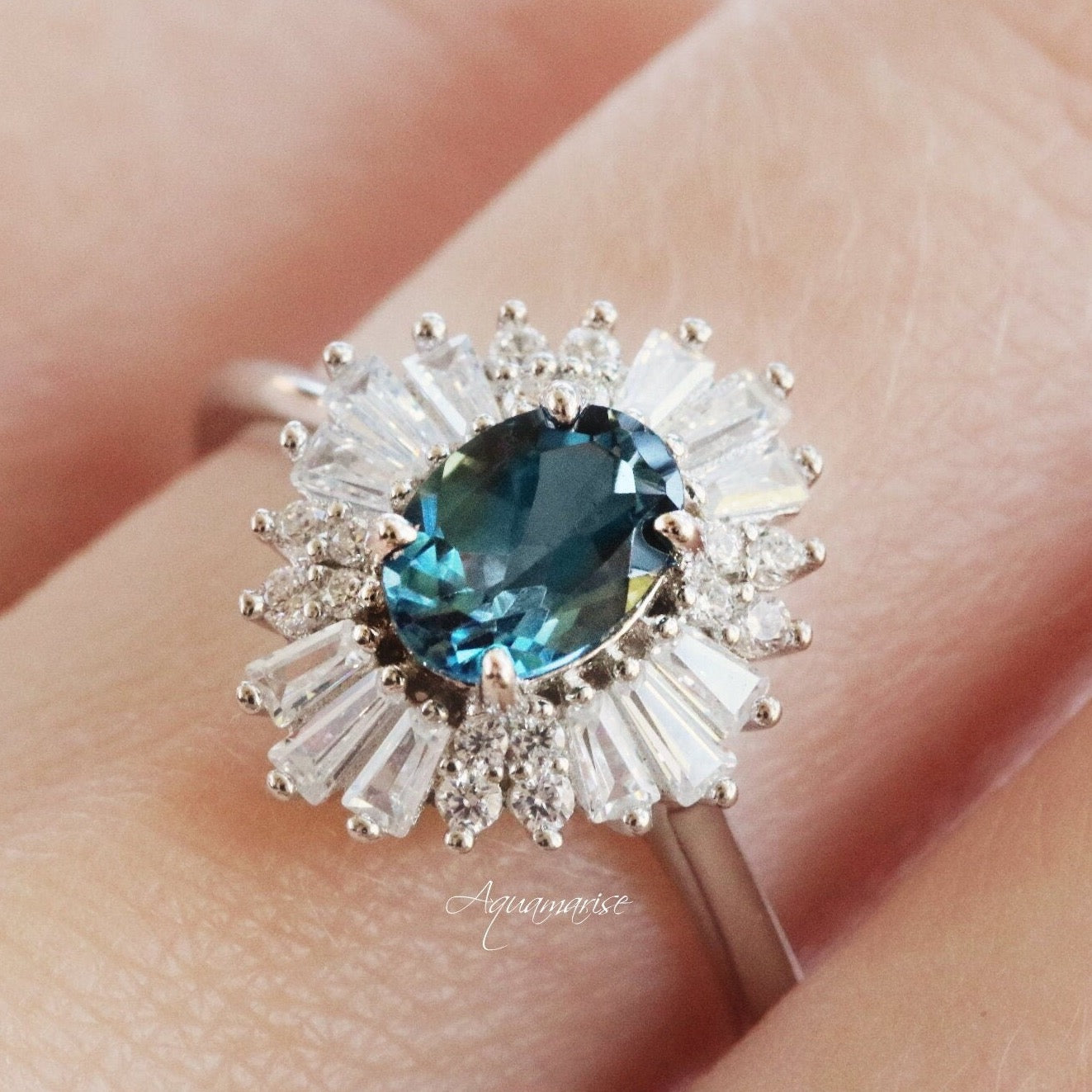 Victoria London Blue Topaz Ring in Sterling Silver – Elegant Jewelry for Women, Perfect for Weddings, Anniversaries & Special Occasions