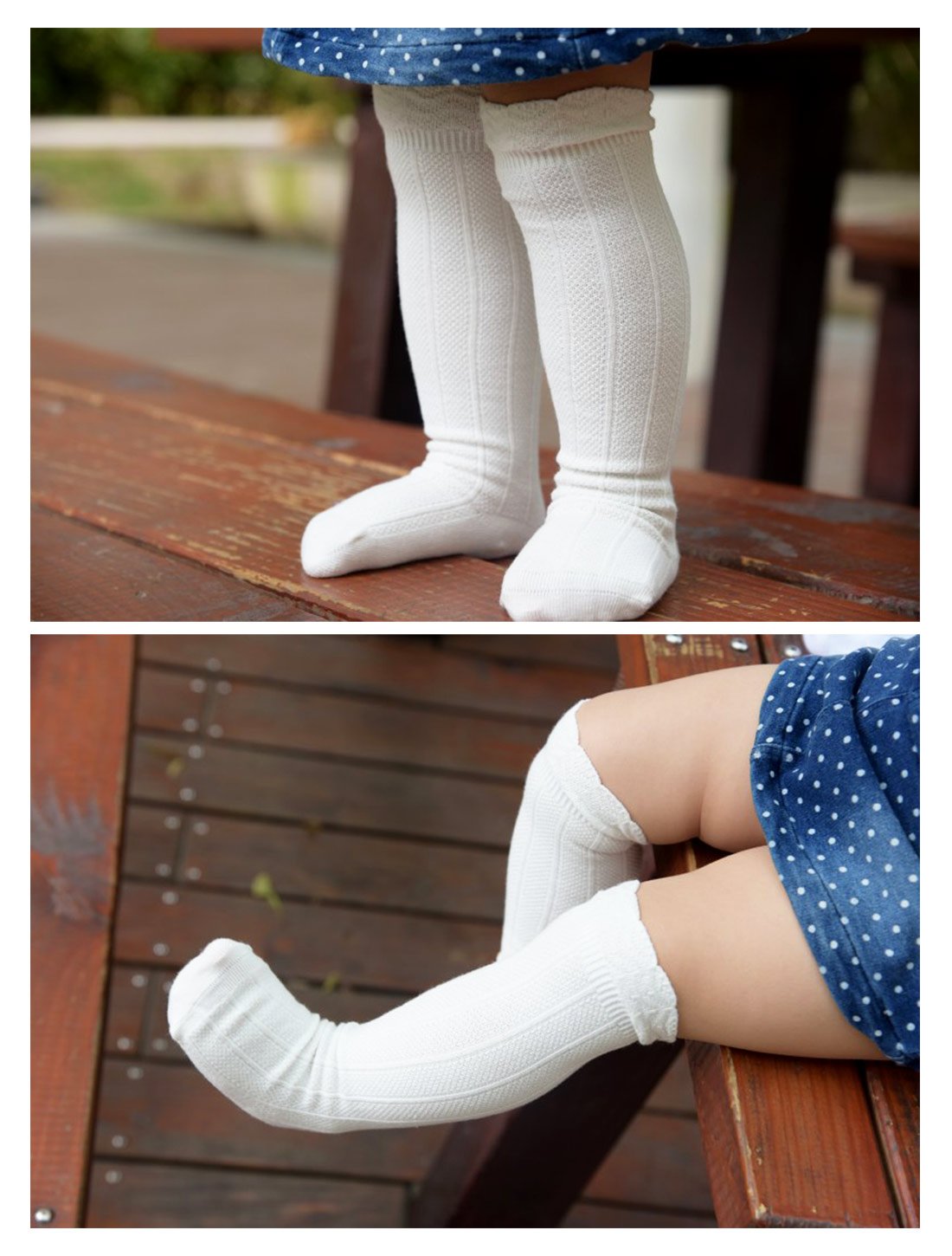Happy Cherry Knee High Socks for Baby Girls - 3 Pack Cute Long Tube Ruffled Socks with Warm Stockings - Perfect for Winter Outfits, Photoshoots & Special Occasions