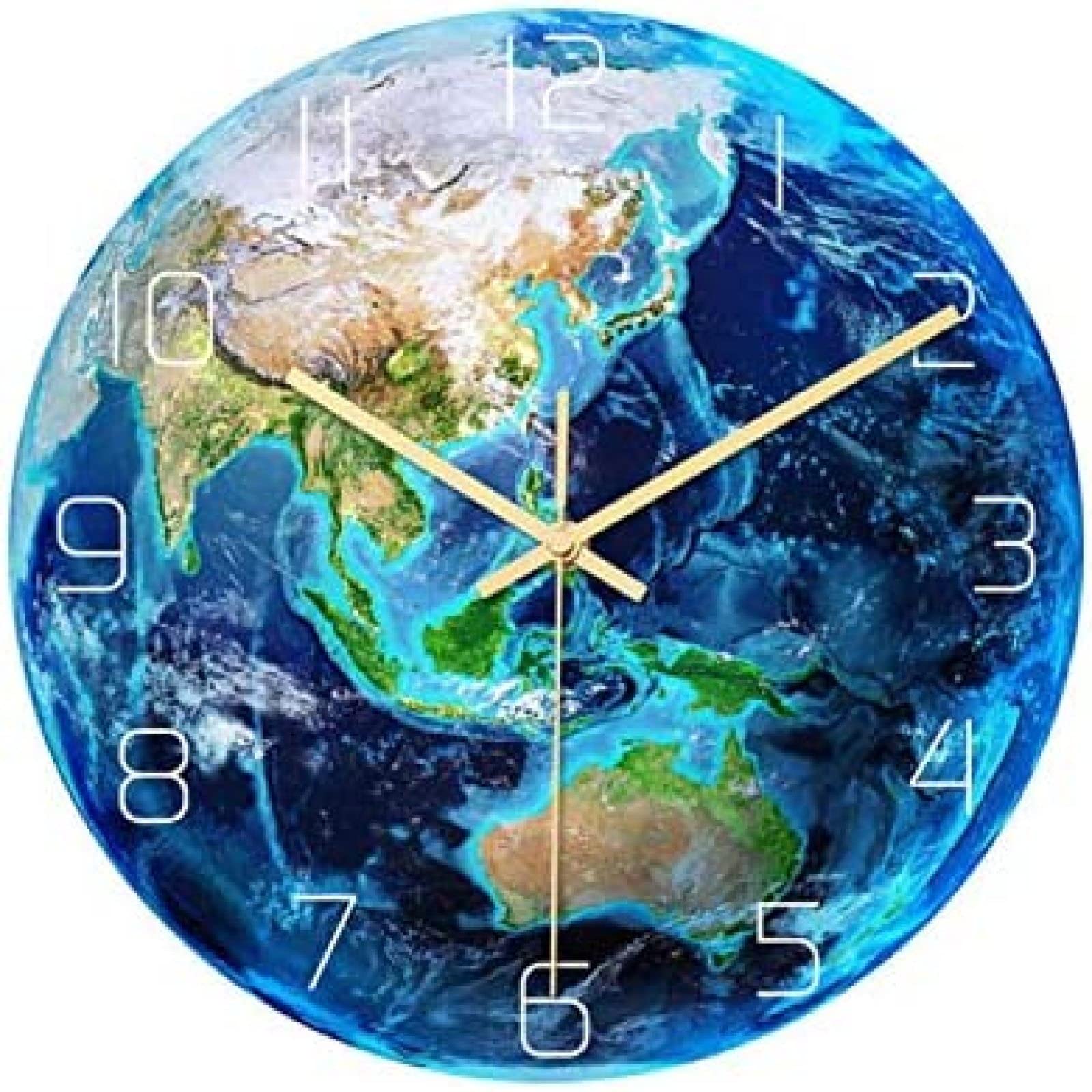 Glow in The Dark Wall Clock - Silent Sweep Luminous Earth Planet Clock for Kids Room Decor, Night Light Wall Sticker, Unique Gift for Boys & Girls | Perfect for Bedrooms, Nurseries, and Study Areas