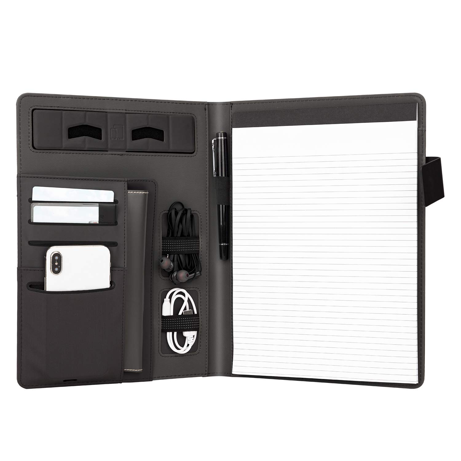Amazon Basics Professional A4 Padfolio - Leather Portfolio Organizer for Business, Meetings & Office Use