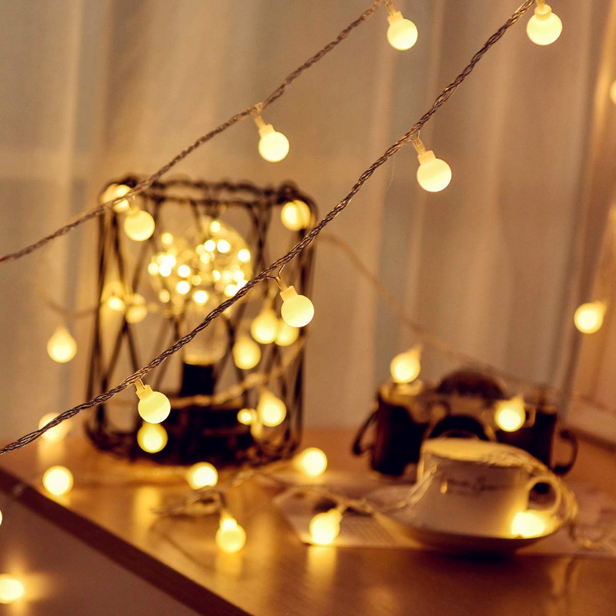 Battery Powered 49FT 100LED Fairy String Lights - Waterproof Outdoor Twinkle Lights with Remote & Timer, 8 Modes (Warm White) for Christmas Decorations, Wedding, Garden Party, Bedroom & Home Decor
