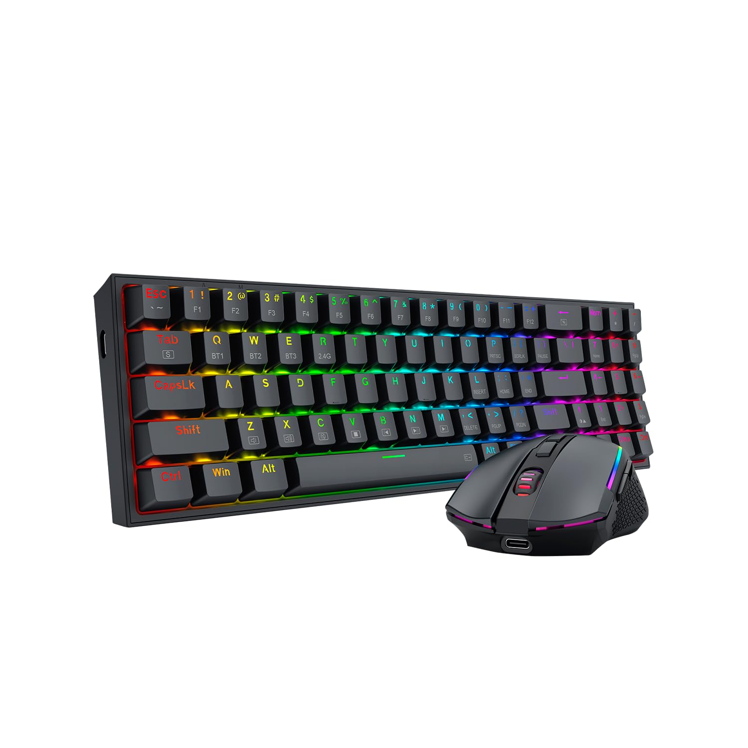 Redragon S136 Wireless Gaming Keyboard & Mouse Combo - 75% K628 Tri-Mode RGB Mechanical Keyboard with 7200 DPI Wireless Gaming Mouse, Shared USB Dongle | Perfect for PC Gaming, Esports & Home Office Setup