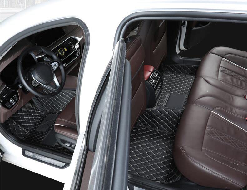 Premium Custom Car Mats for Sedan, SUV & Sports Cars - All-Weather 3D Floor Liners with Non-Slip Artificial Leather Protection (Purple Trim, Black Base, Fits 6/7/8 Seater Vehicles) | Perfect for Daily Commute, Road Trips & Family Adventures