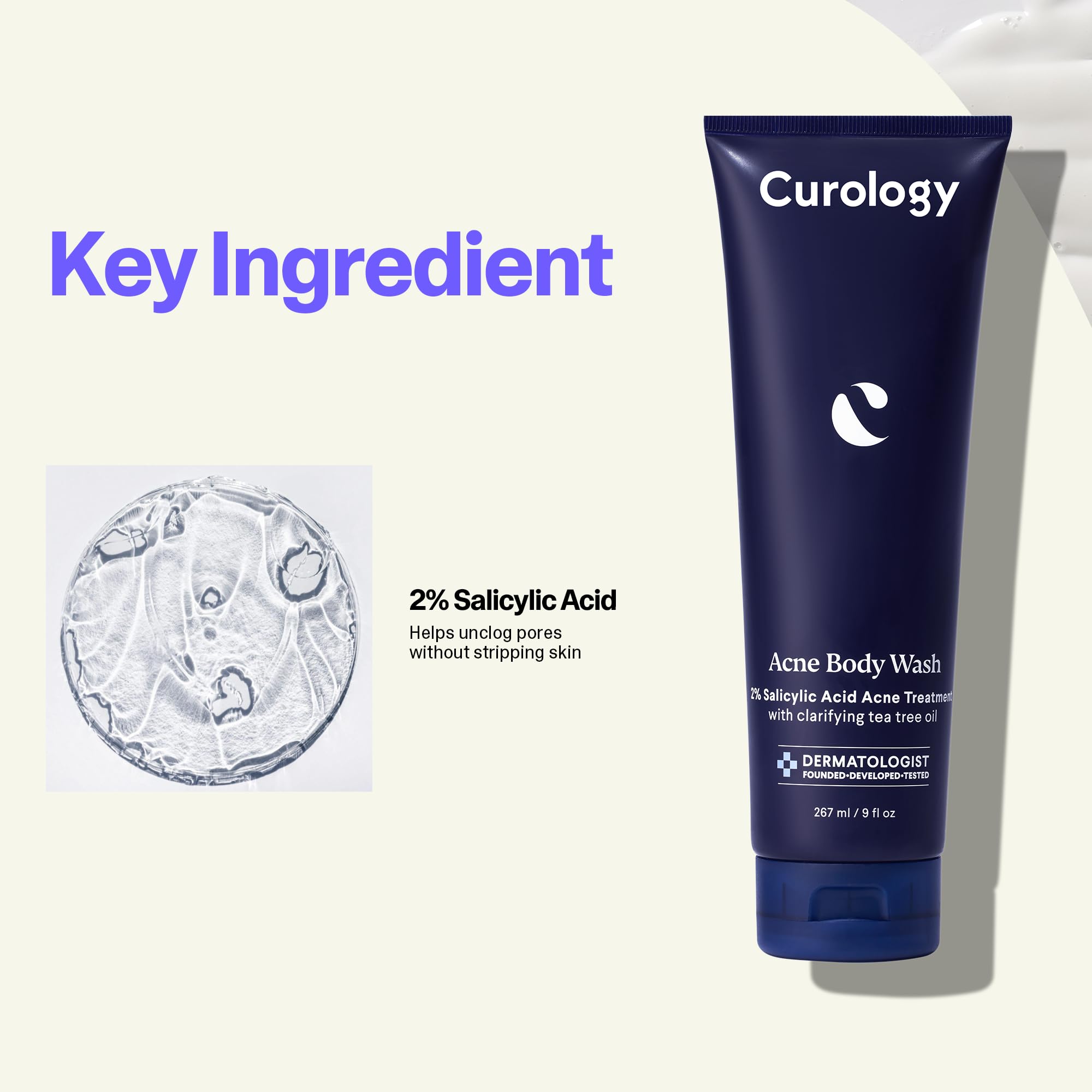Curology Acne Treatment Kit - 2.5% Benzoyl Peroxide Face Wash & 2% Salicylic Acid Body Wash for Clear Skin | Dermatologist-Recommended Skincare Set for Face & Body Acne Relief | Perfect for Teen & Adult Acne Care Routine