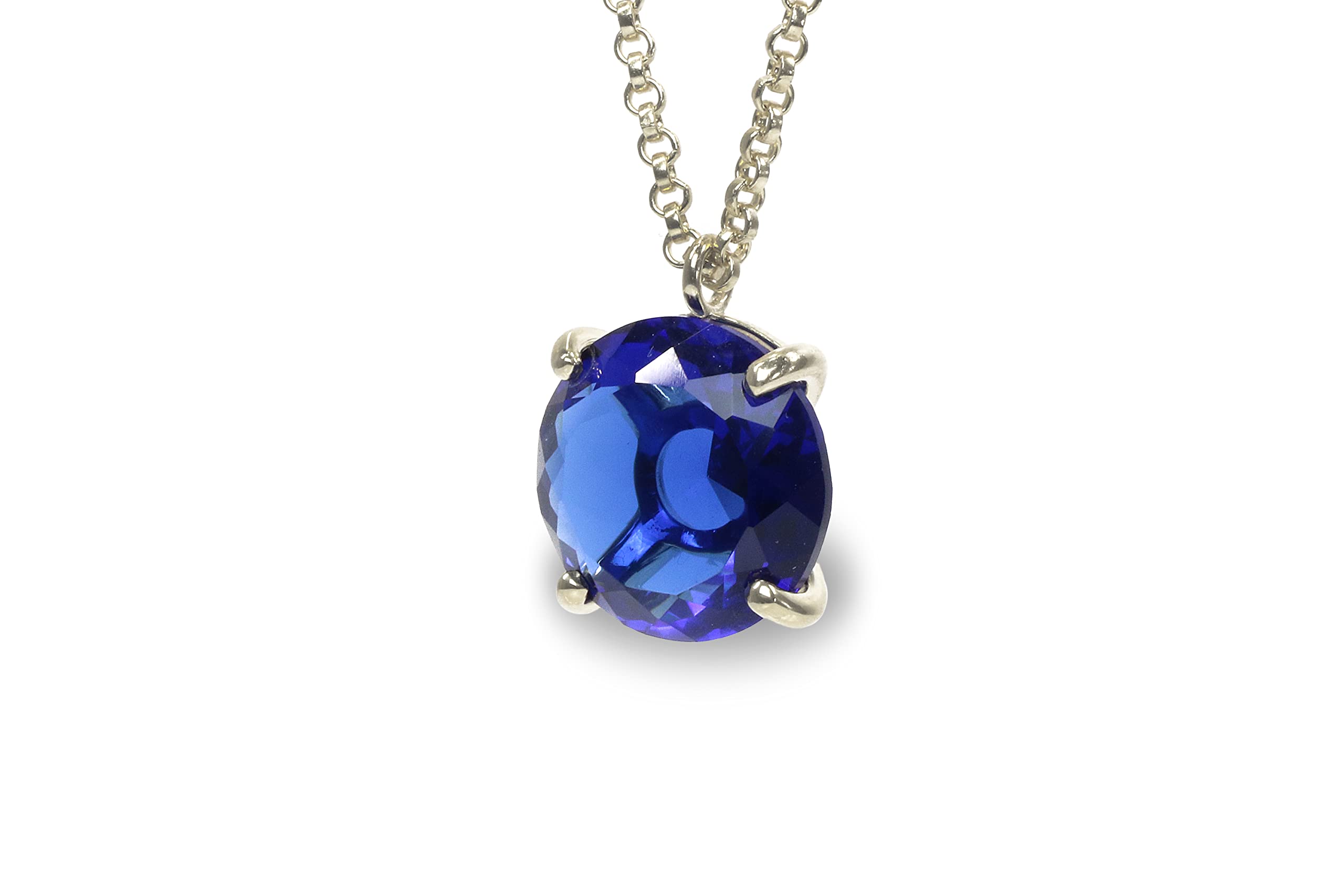 Radiant Gold Sapphire Necklace - Classic Round Pendant for Women | Bridal, Wedding & Anniversary Gift