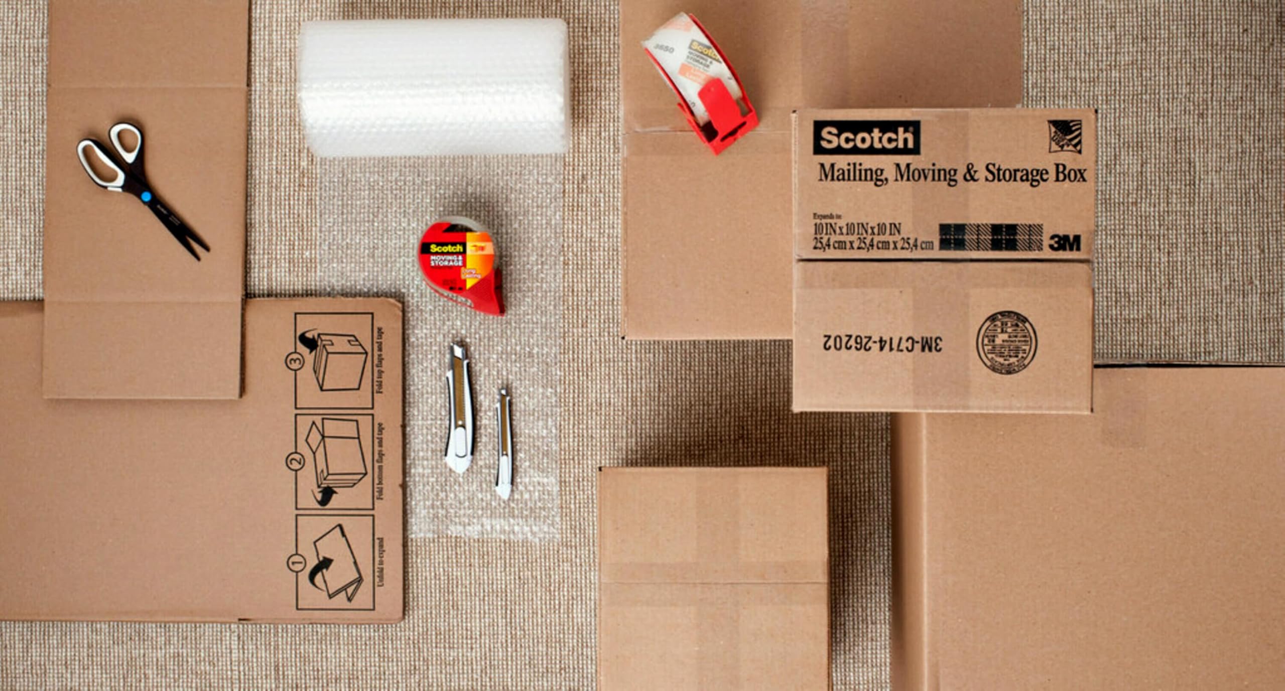 Scotch Long Lasting Storage Packing Tape - Clear, 1.88 in x 54.6 yd, 2 Rolls - Heavy Duty Adhesive for Moving Boxes, Sealing Packages & Organizing Christmas Decorations