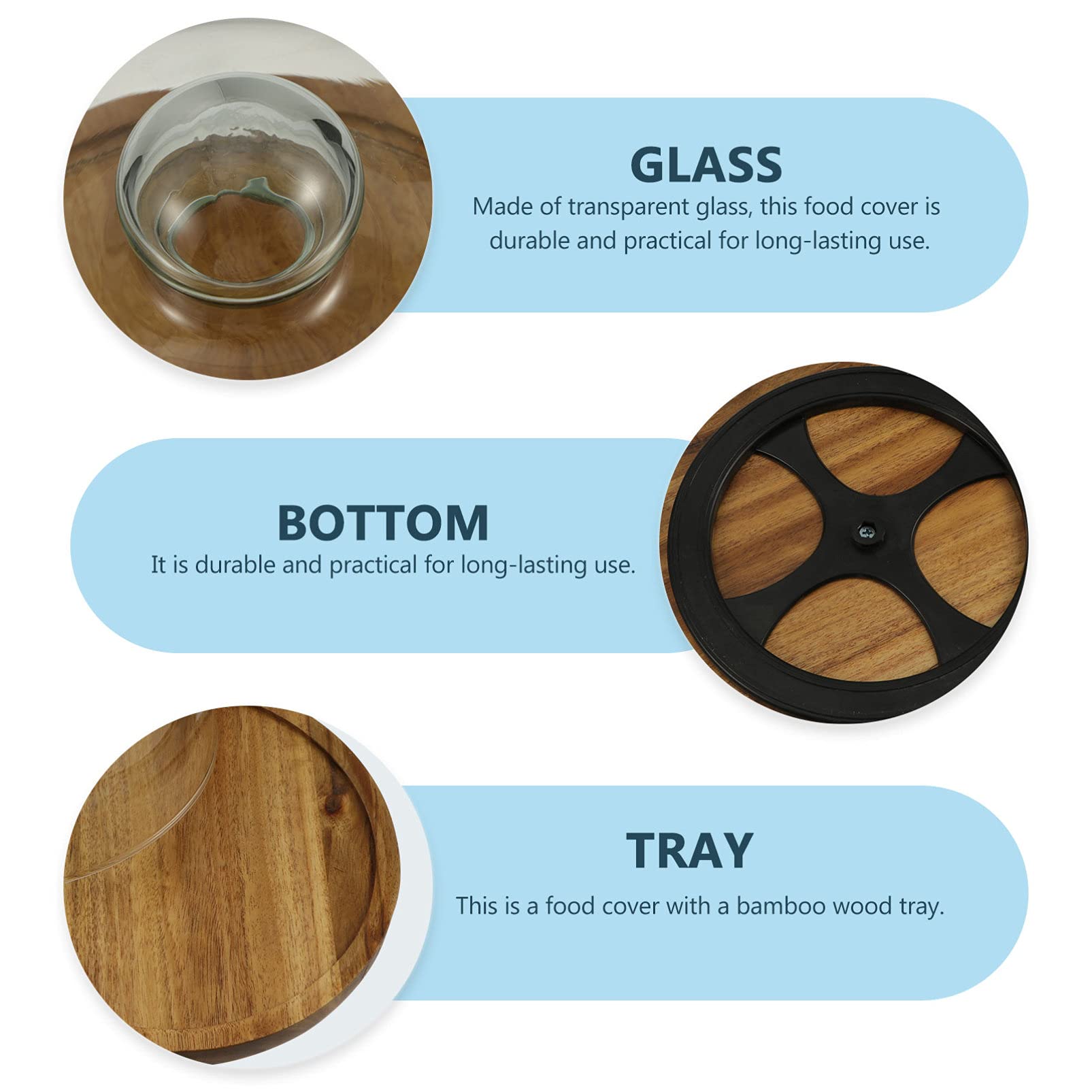 DOITOOL 10-Inch Glass Cake Dome with Stand - Clear Cake Cover for Display, Protection & Decoration - Perfect for Bakeries, Dessert Tables & Home Kitchen Use