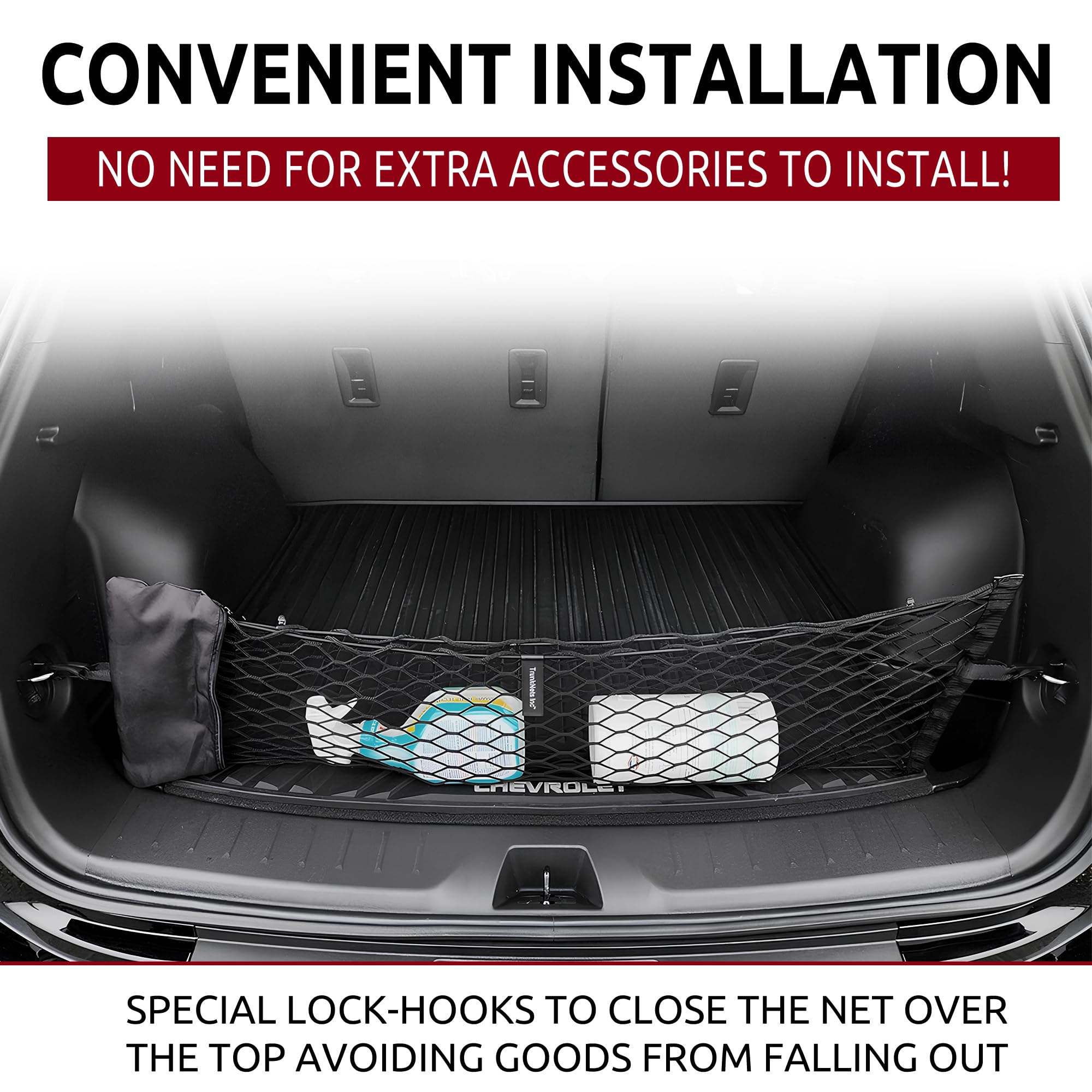 Premium Elastic Envelope-Style Trunk Mesh Cargo Net - Universal Car Organizer for Chevy Blazer, SUVs & Crossovers - Heavy-Duty Luggage Storage Solution for Travel & Road Trips