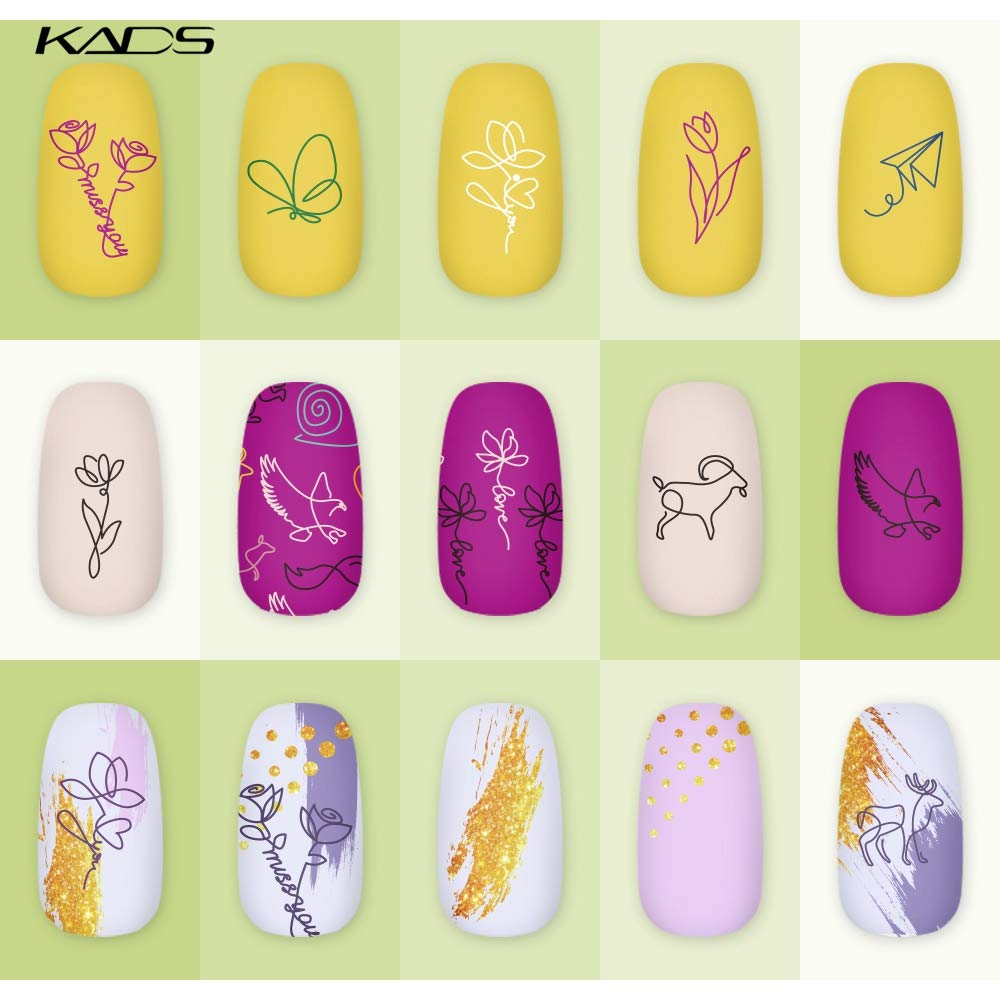 KADS Nail Art Stamping Plate - Geometric Nail Design Template for DIY Manicure, Professional Nail Art Tool with Unique Patterns (GE013) - Perfect for Salon, Home Use & Nail Art Enthusiasts