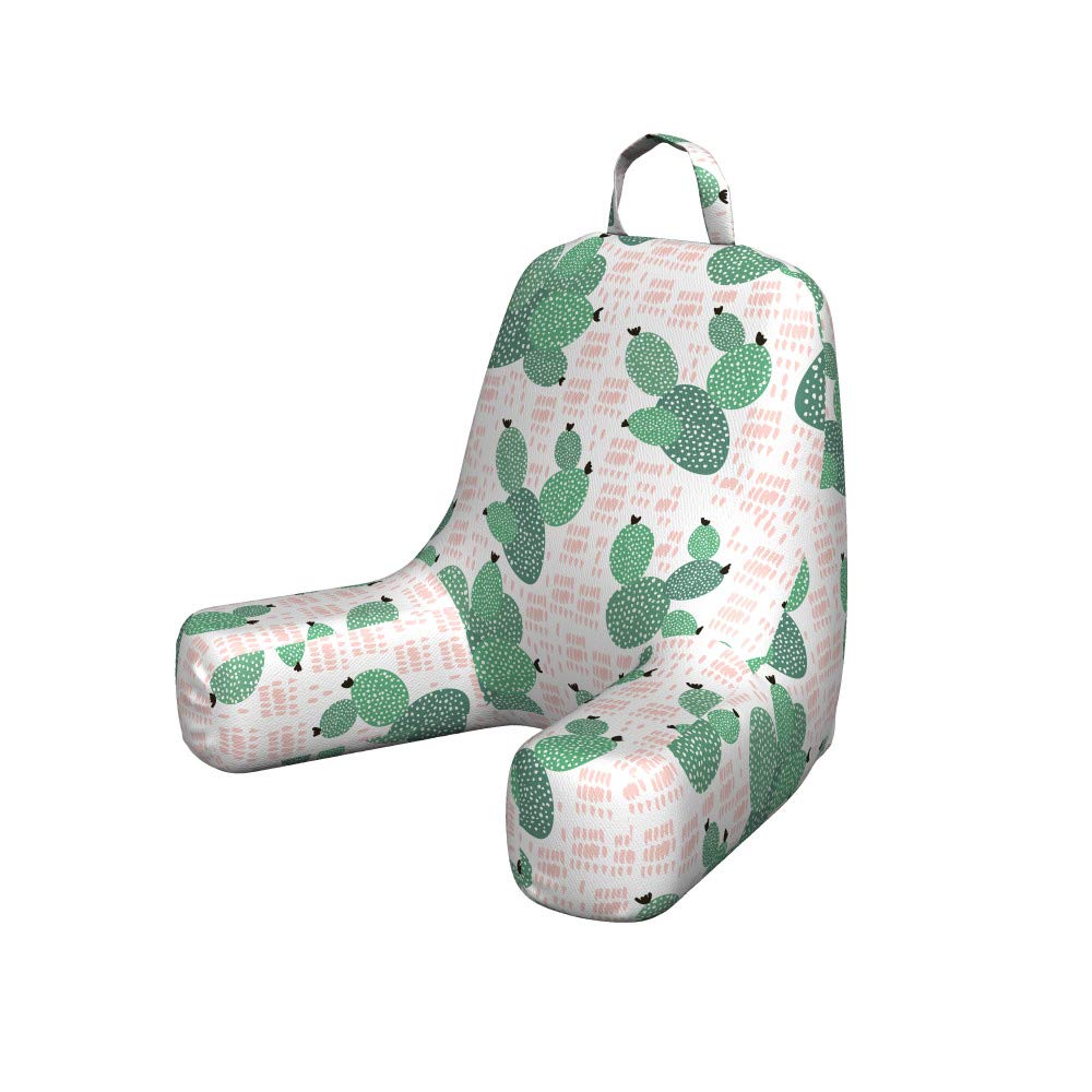 Ambesonne Cactus Pillow Cover - Modern Prickly Pear & Tropical Succulent Plant Design - Soft Fabric Reading Pillow Case for Bed, Sofa & Lounge (Small, Fern Green & Black) - Perfect for Reading, Relaxing & Home Decor