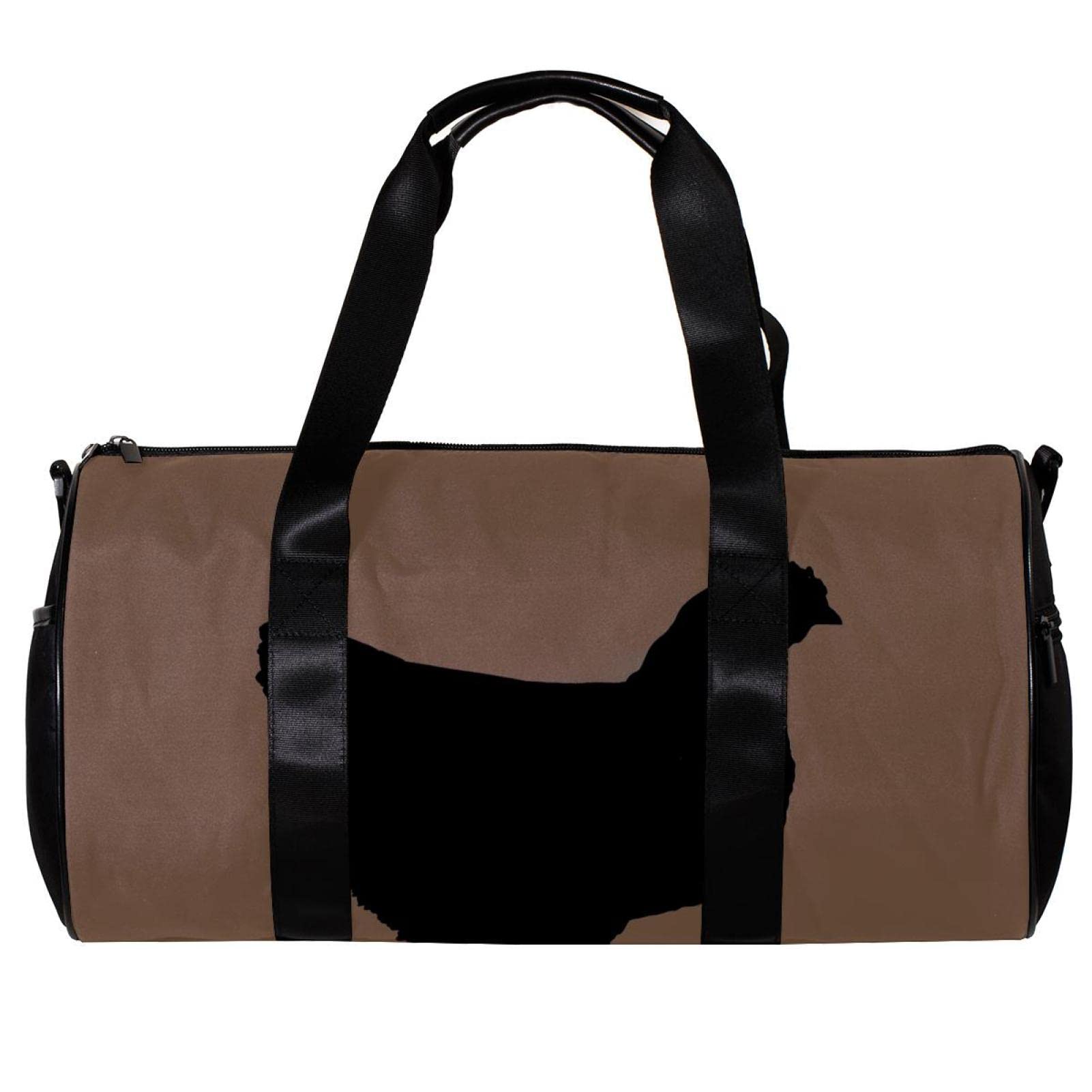 Gym Duffle Bag for Men & Women - Waterproof Overnight Weekender Travel Bag with Shoe Compartment - Perfect for Gym, Workout, Travel & Weekend Getaways (Light Brown Farm Hen Shadow Chicken Design)