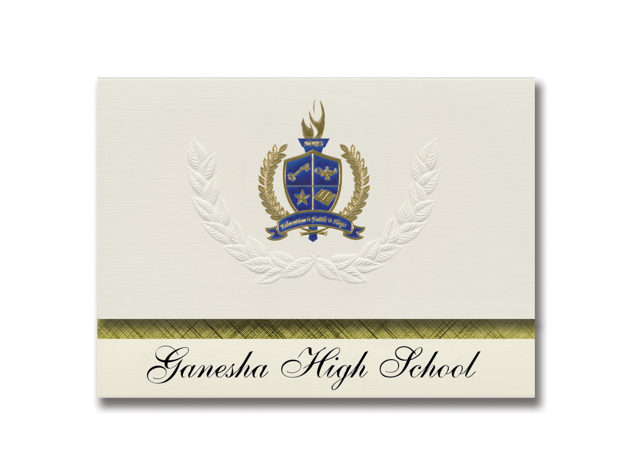 Ganesha High School Graduation Announcements - Premium Presidential Style with Gold & Blue Metallic Foil Seal (Pack of 25) - Perfect for Pomona, CA Graduation Ceremonies & Celebrations