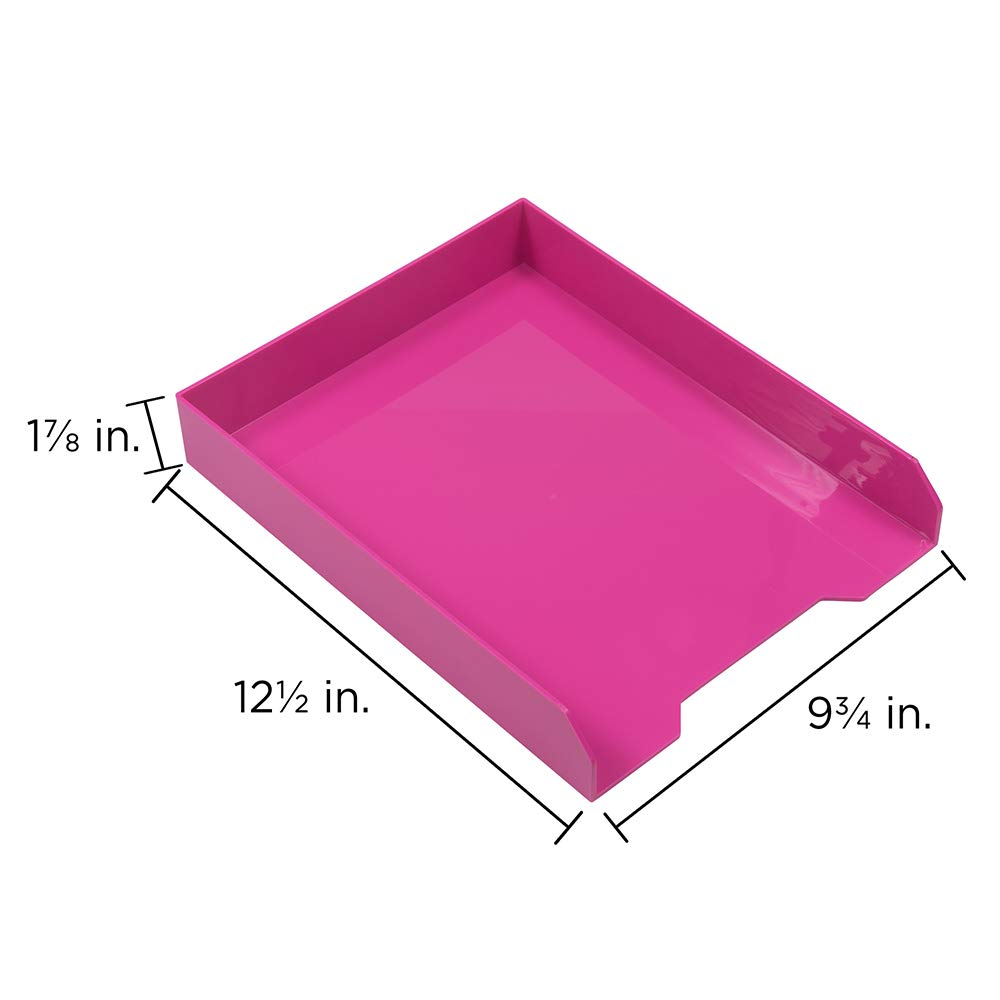 JAM PAPER Stackable Paper Trays - Pink - Desktop Document, Letter & File Organizer Tray (2-Pack) - Perfect for Office, Home & School Organization