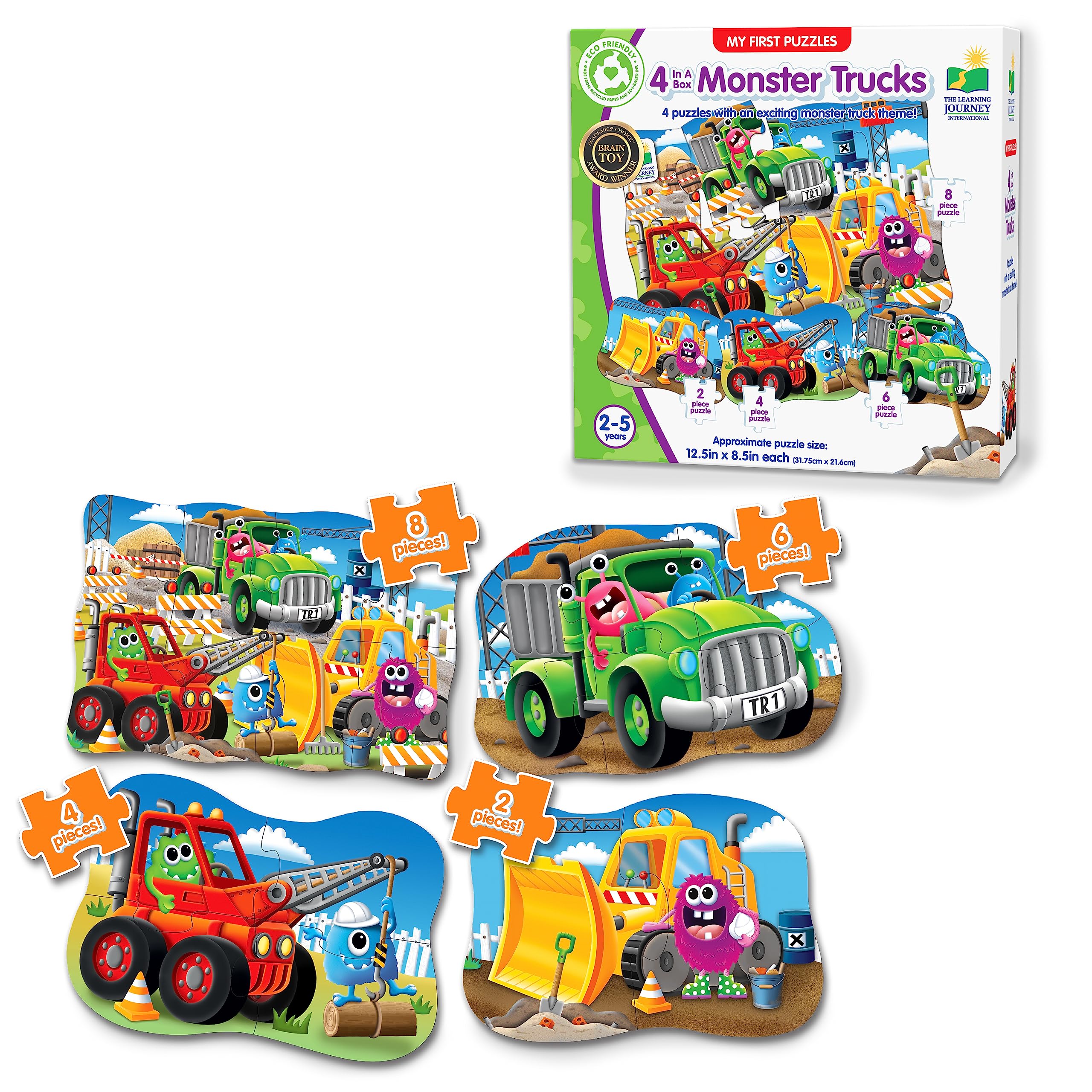 My First 4-in-1 Monster Truck Puzzle Set - Educational Toddler Toy for Boys & Girls Ages 2+ | STEM Learning Gift for Kids | Perfect for Preschool Playtime & Birthday Gifts