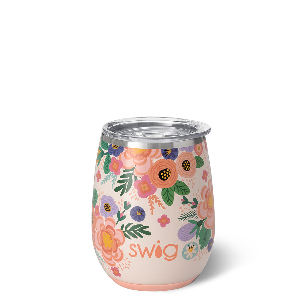 Full Bloom Stemless Wine Glass 14oz - Elegant & Durable for Red, White, and Rosé - Perfect for Parties, Weddings, and Home Entertaining