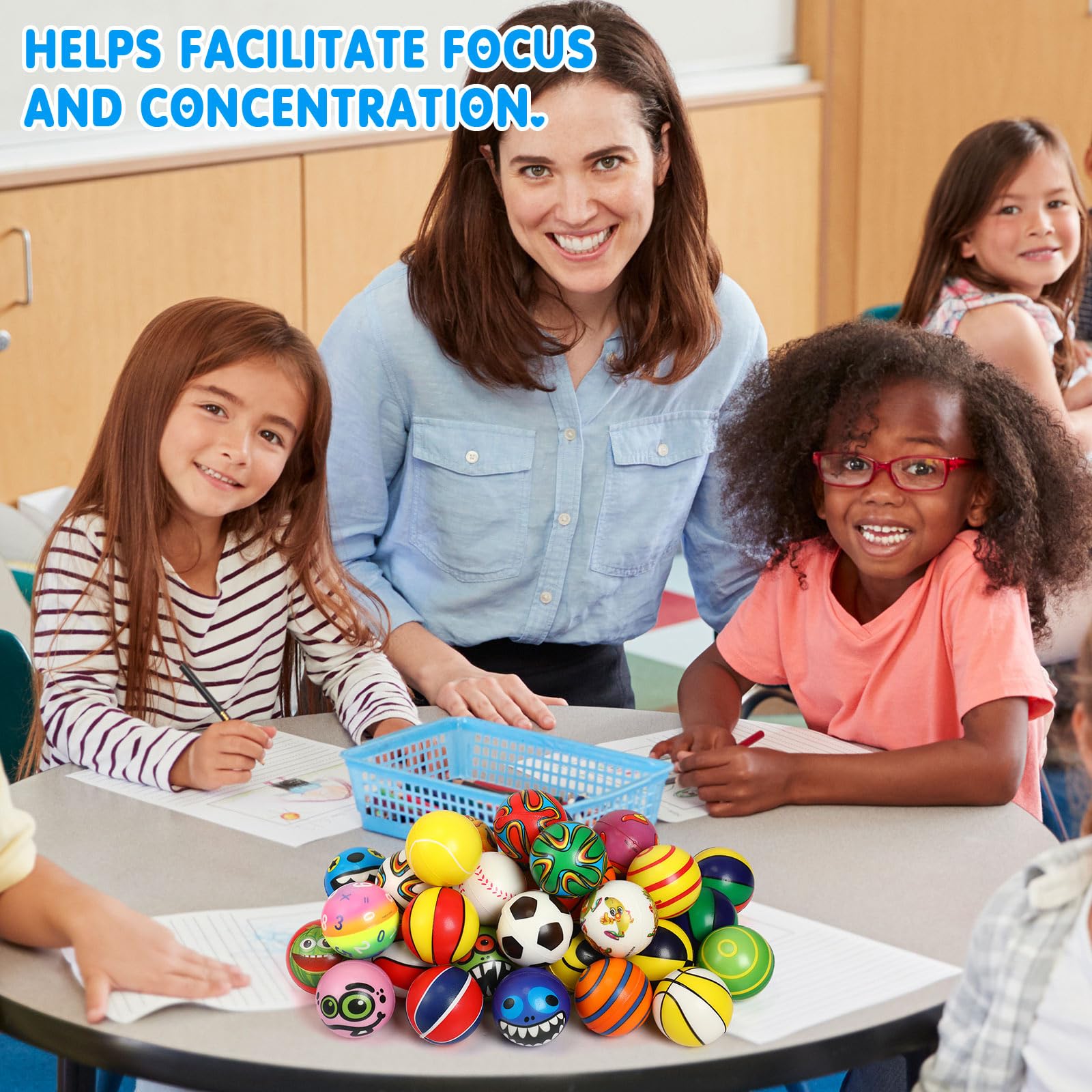 108 Pcs Mini Stress Balls Bulk - 2.4 Inch Sensory Fidget Toys for Stress Relief, Hand Exercise & Party Favors | Soft Assorted Stress Balls for Adults, Teens, Classroom Prizes, Treasure Box & Office Desk Relaxation