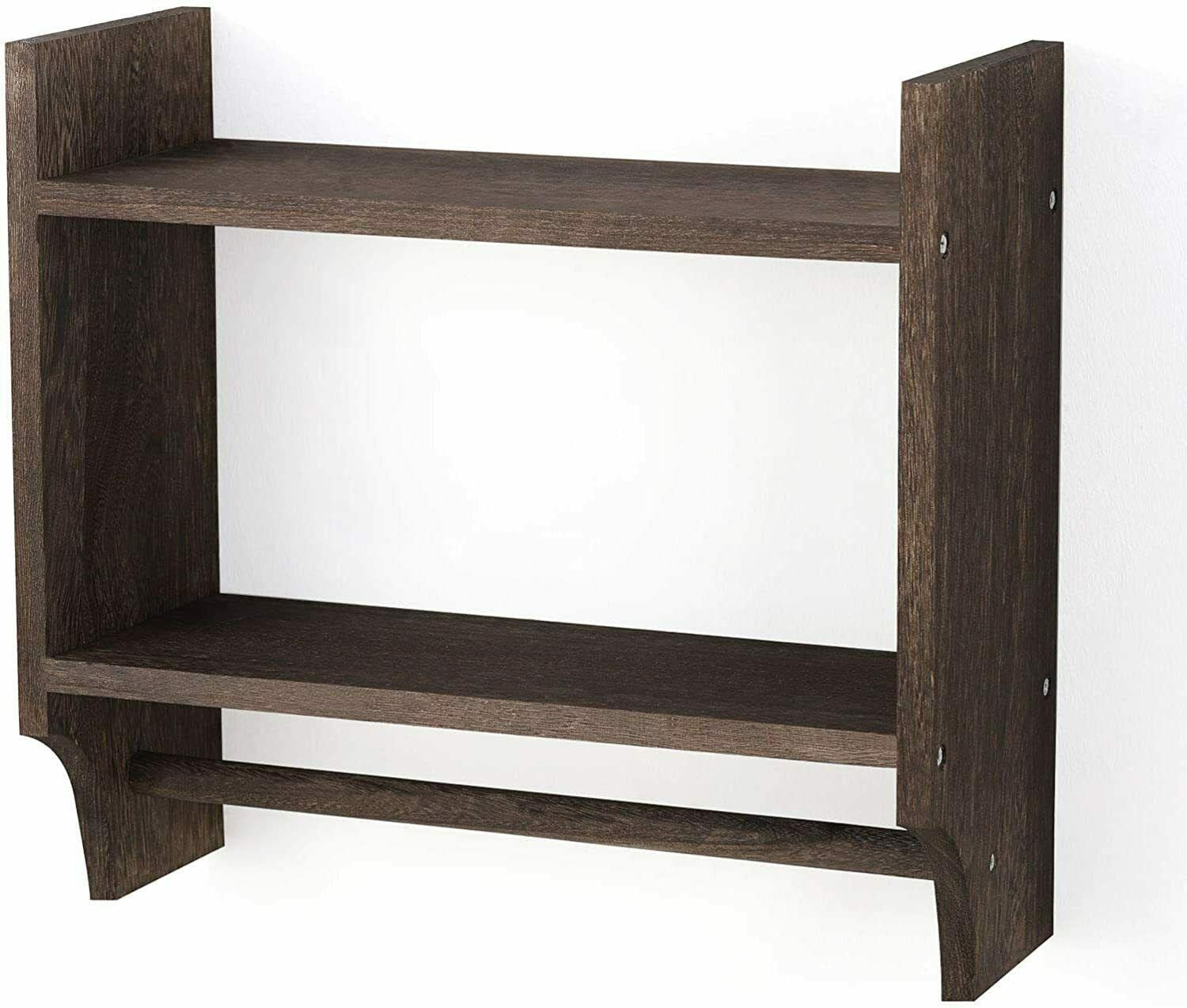 2-Tier Wall Mounted Bathroom Storage Organizer with Hanging Towel Bar - Space Saving Shelves for Towels, Toiletries & Decor - Perfect for Small Bathrooms, Apartments & RV Use